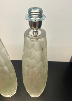 Alberto Donà Mid-Century Modern Beaten Crystal Two Murano Glass Table Lamps 2024