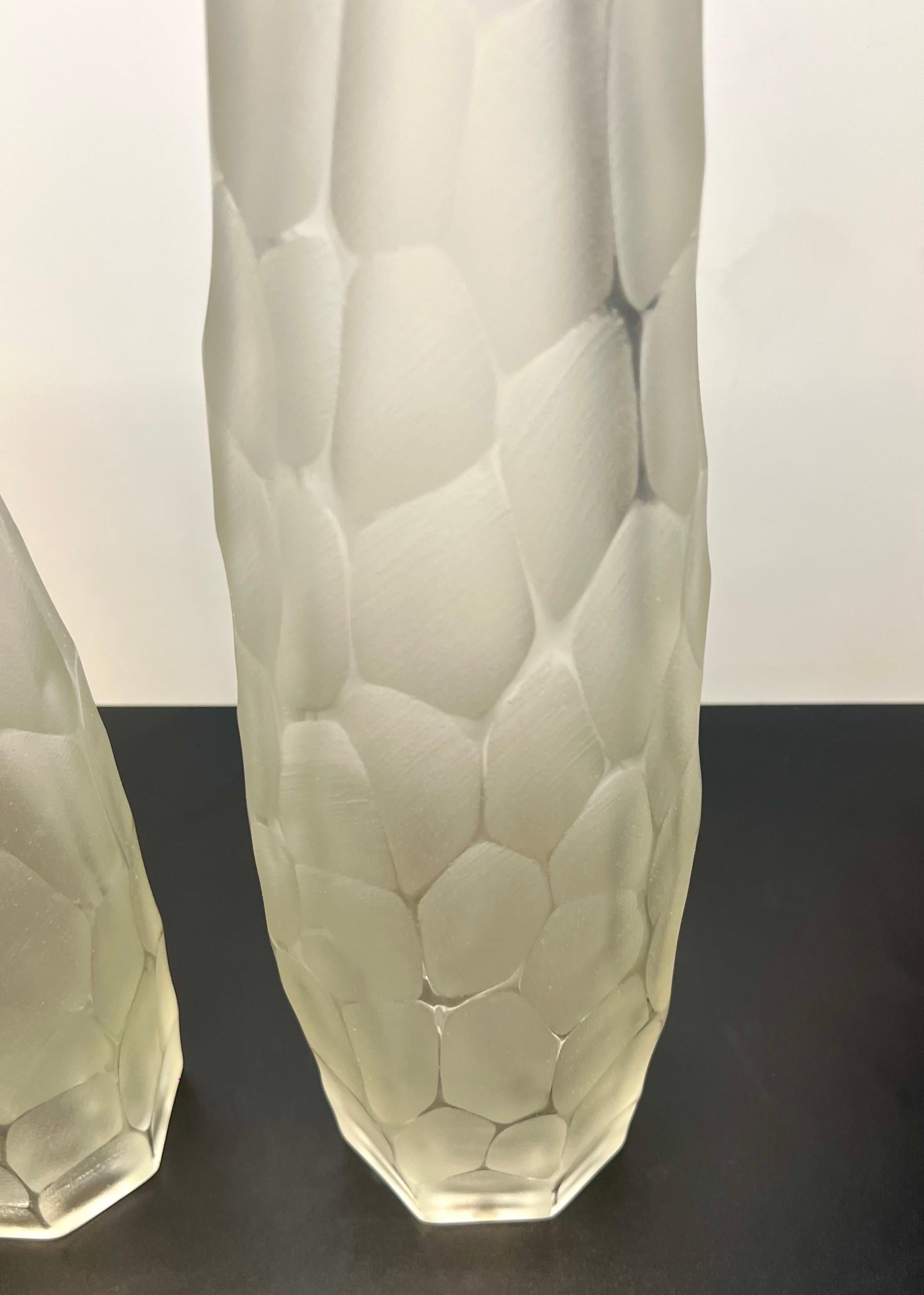 Fait main Alberto Donà Modernité du milieu du siècle Deux lampes de table en cristal de Murano 2024 en vente