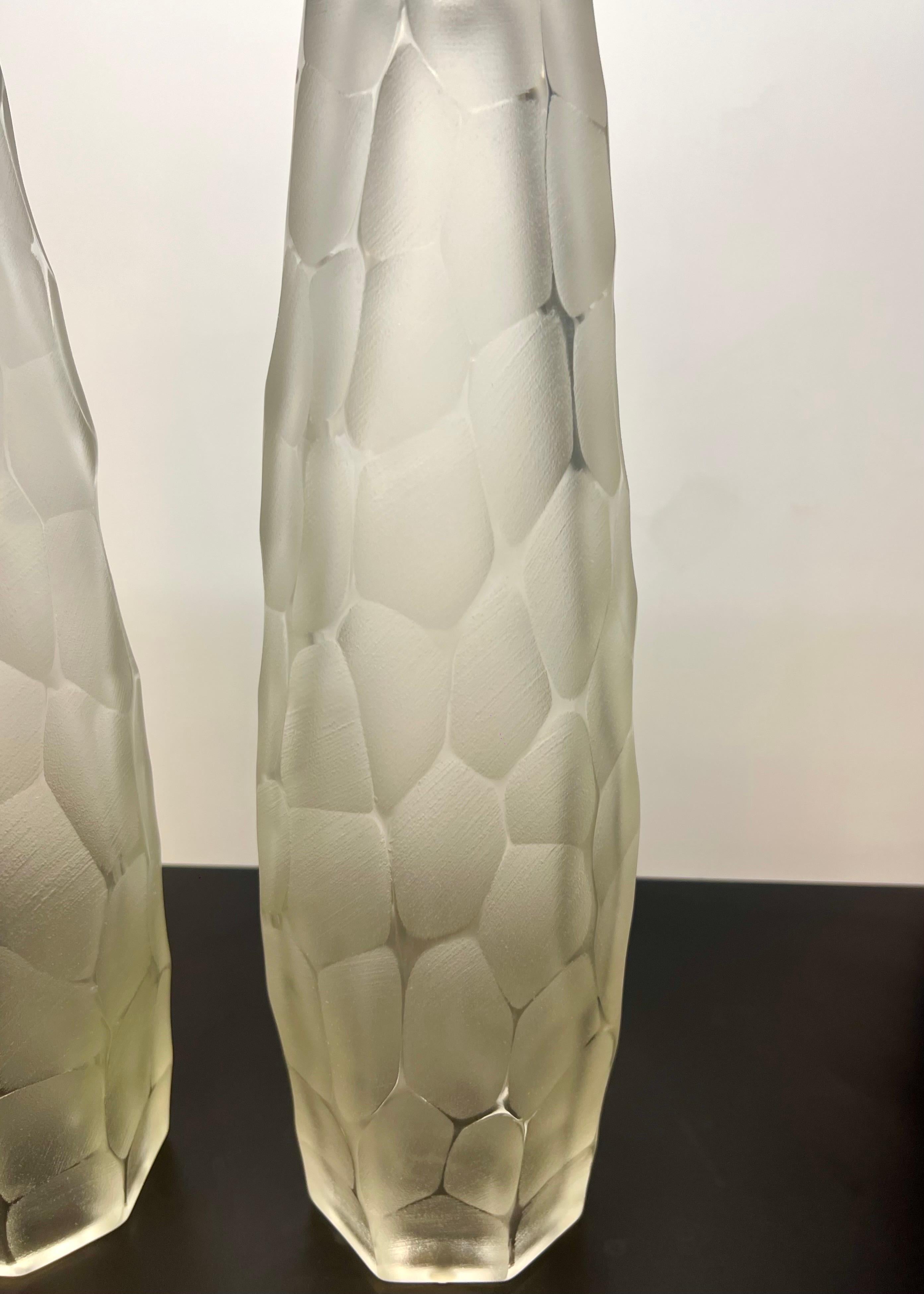 XXIe siècle et contemporain Alberto Donà Modernité du milieu du siècle Deux lampes de table en cristal de Murano 2024 en vente