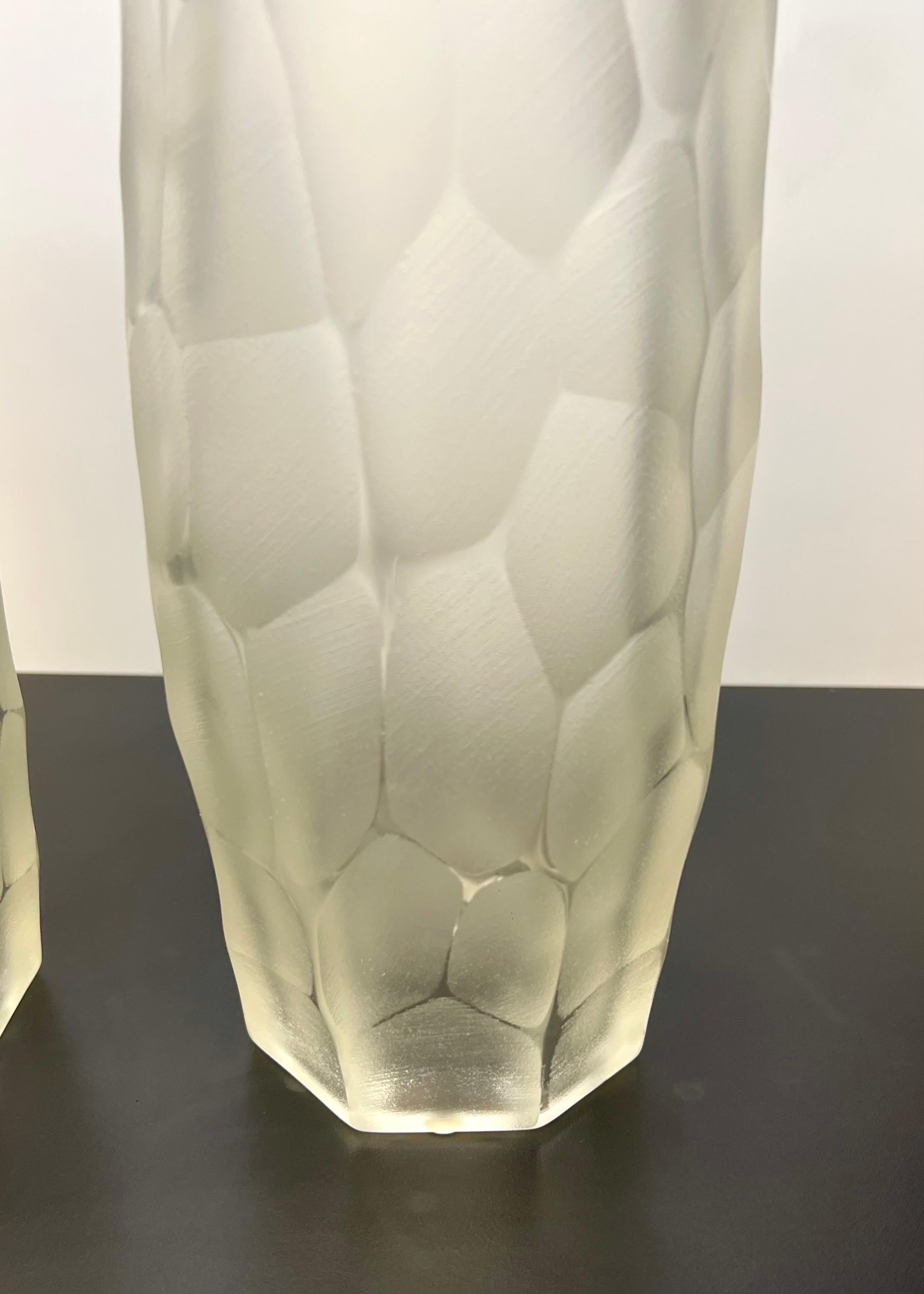 Verre d'art Alberto Donà Modernité du milieu du siècle Deux lampes de table en cristal de Murano 2024 en vente