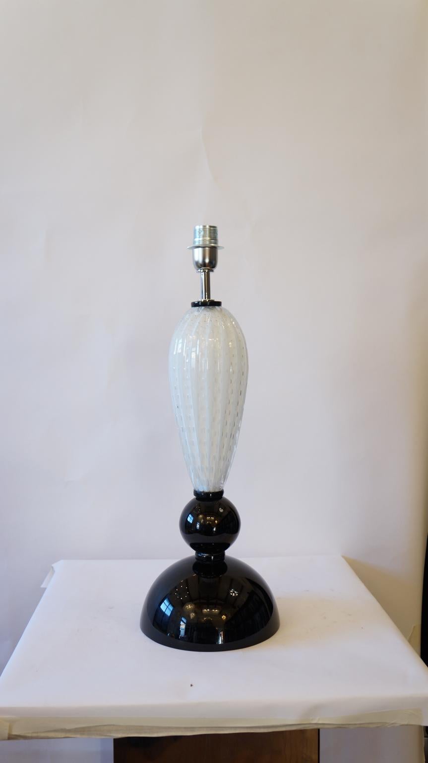 Alberto Donà Mid-Century Modern Black White Two Murano Glass Table Lamps, 1995 For Sale 7