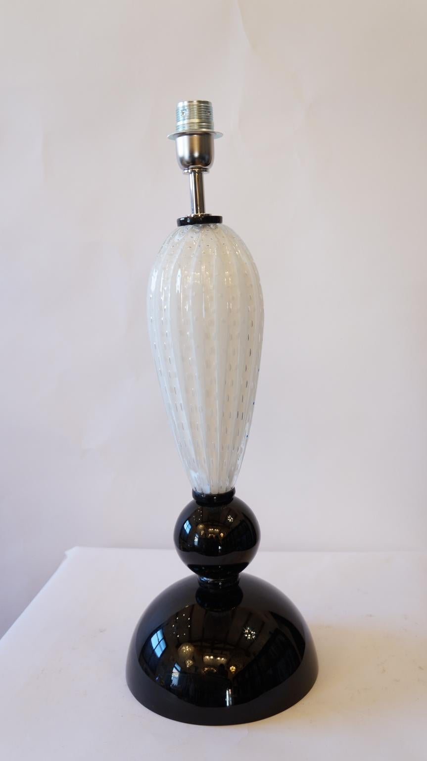 Alberto Donà Mid-Century Modern Black White Two Murano Glass Table Lamps, 1995 For Sale 8
