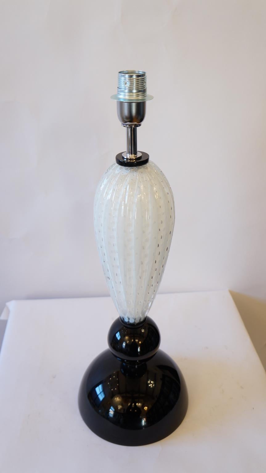 Alberto Donà Mid-Century Modern Black White Two Murano Glass Table Lamps, 1995 For Sale 12
