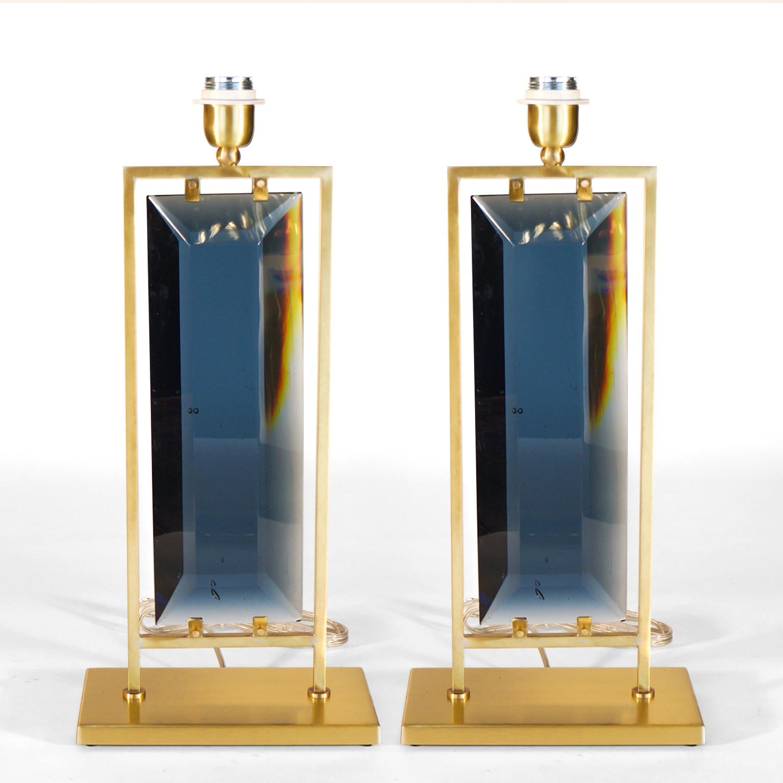 Alberto Donà Mid-Century Modern Blue Italian Murano Pair of Table Lamps, 1975 For Sale 15