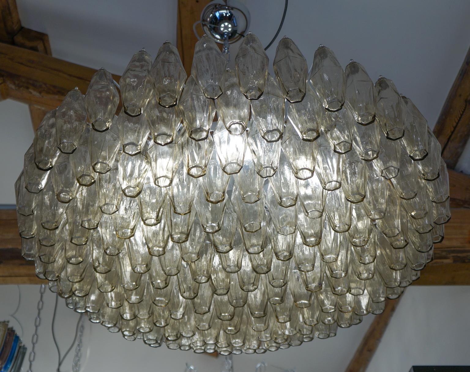 Alberto Donà Mid-Century Modern Champagne Murano Glass Poliedri Chandelier, 1985 For Sale 1