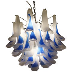 Selle-Kronleuchter aus blauem Muranoglas von Alberto Donà, Mid-Century Modern, 1992