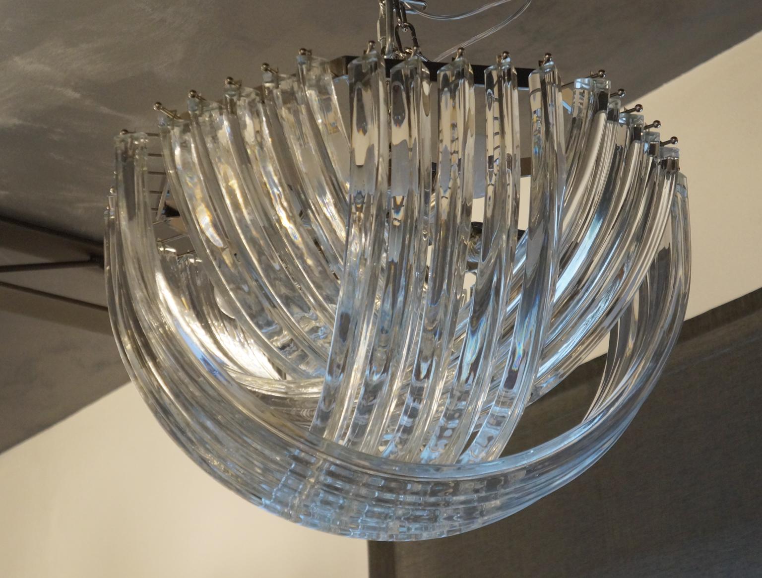 Alberto Donà Mid-Century Modern Crystal Curvati Murano Glass Chandelier, 1990s For Sale 3