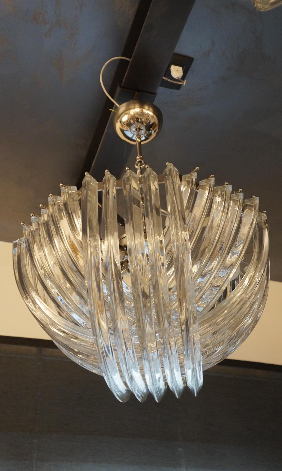 Alberto Donà Mid-Century Modern Crystal Curvati Murano Glass Chandelier, 1990s For Sale 4