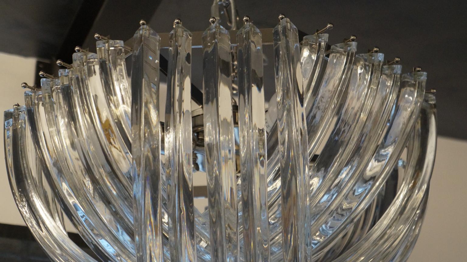 Alberto Donà Mid-Century Modern Crystal Curvati Murano Glass Chandelier, 1990er Jahre im Angebot 6