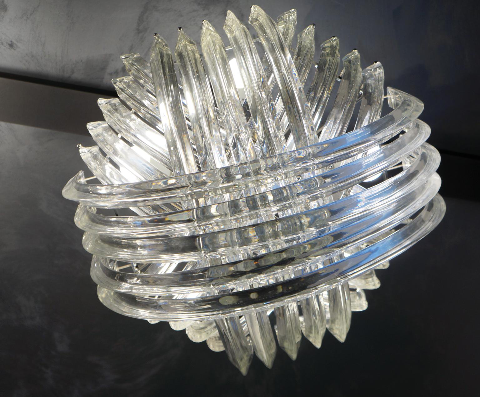 Alberto Donà Mid-Century Modern Crystal Curvati Murano Glass Chandelier, 1990er Jahre (Moderne der Mitte des Jahrhunderts) im Angebot