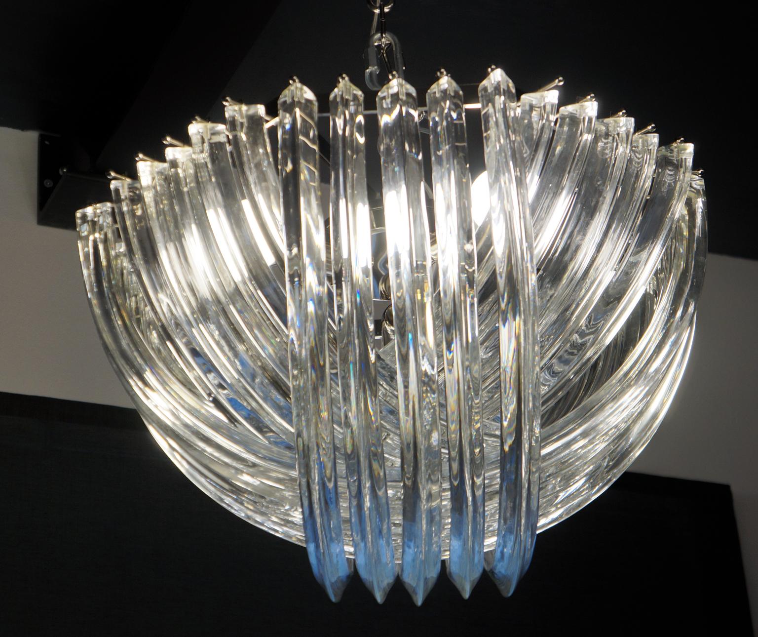 Italian Alberto Donà Mid-Century Modern Crystal Curvati Murano Glass Chandelier, 1990s For Sale