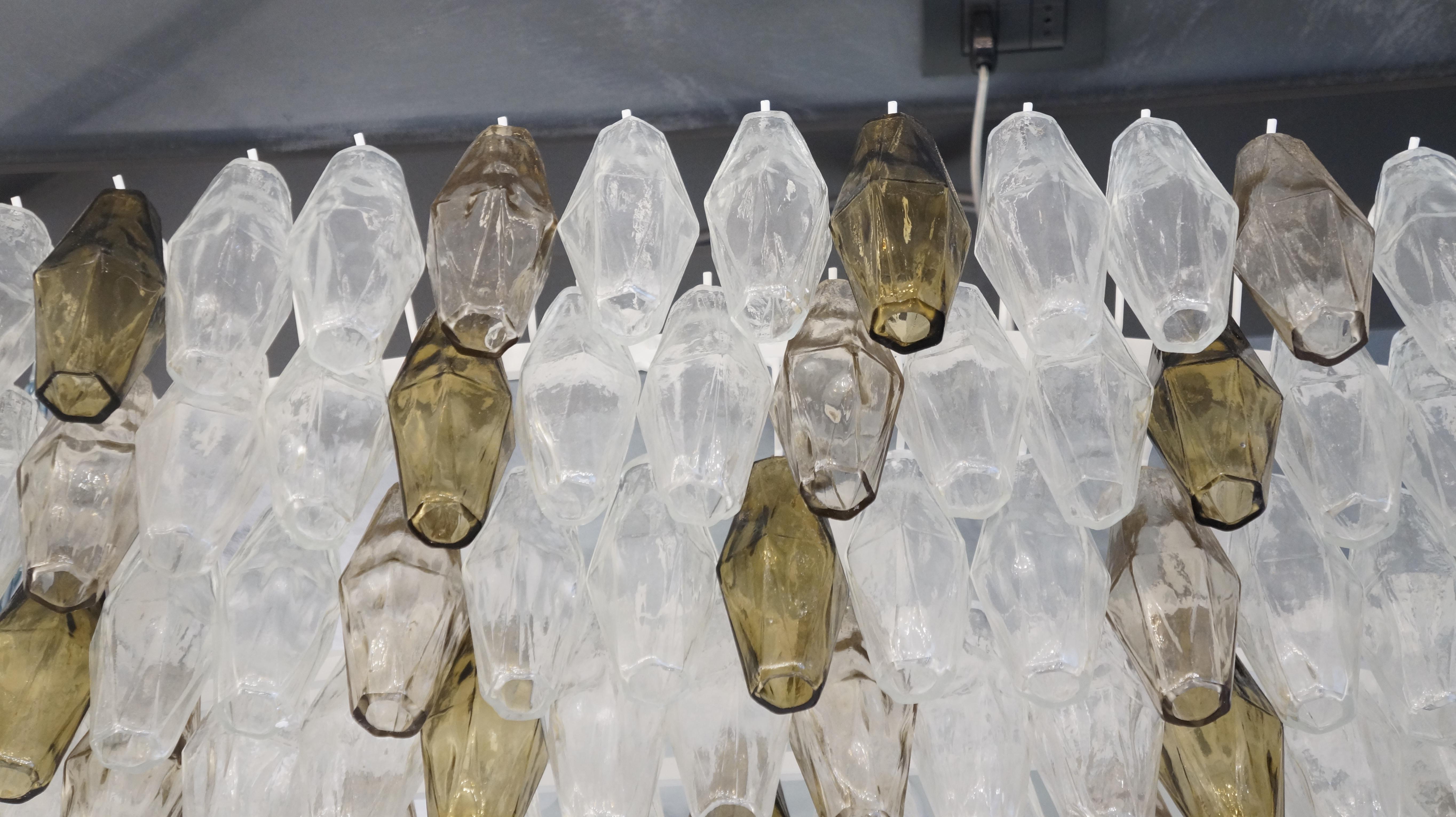 Late 20th Century Alberto Donà Mid-Century Modern Crystal Murano Glass Poliedri Chandelier, 1980s For Sale