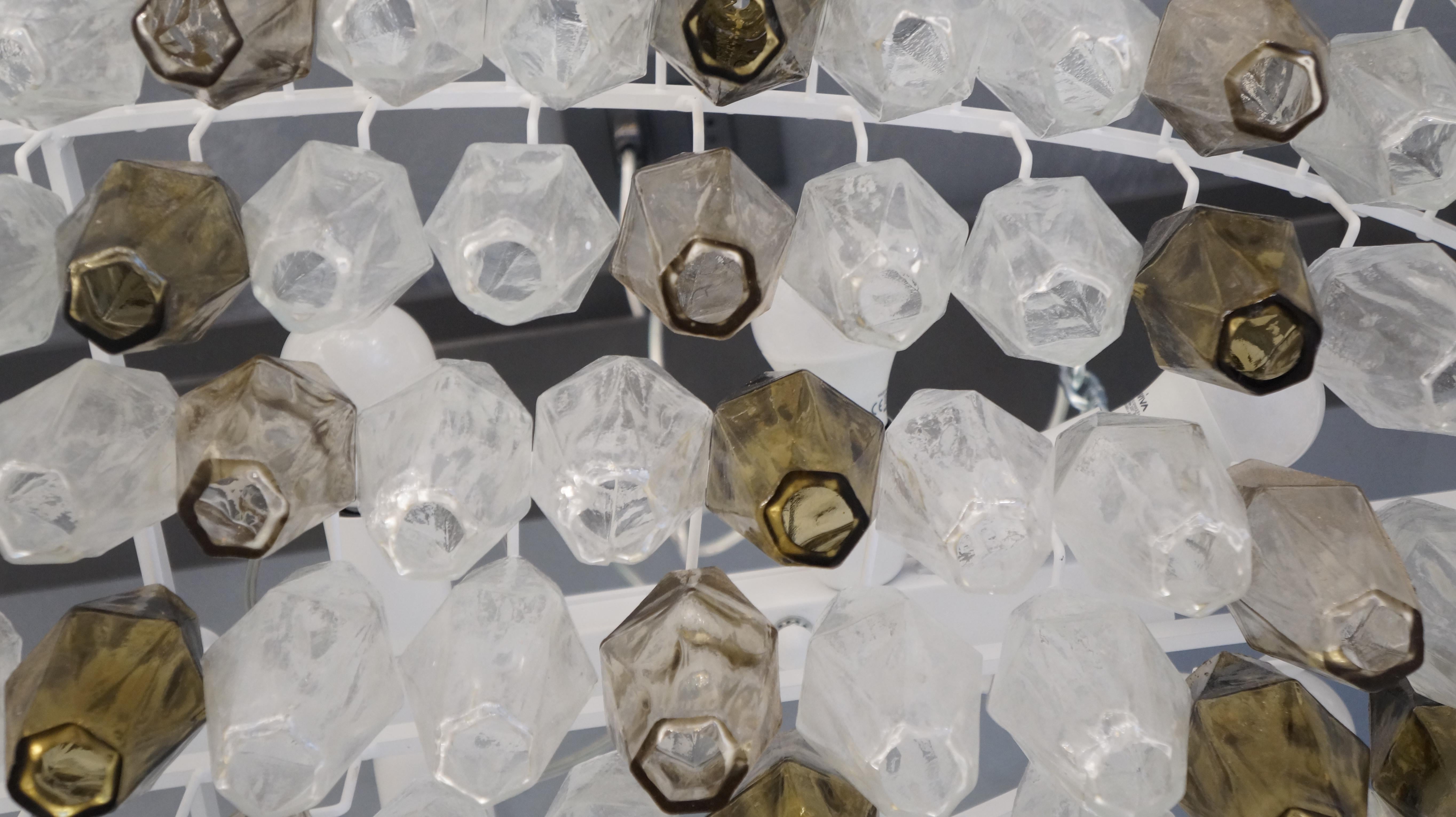 Blown Glass Alberto Donà Mid-Century Modern Crystal Murano Glass Poliedri Chandelier, 1980s For Sale