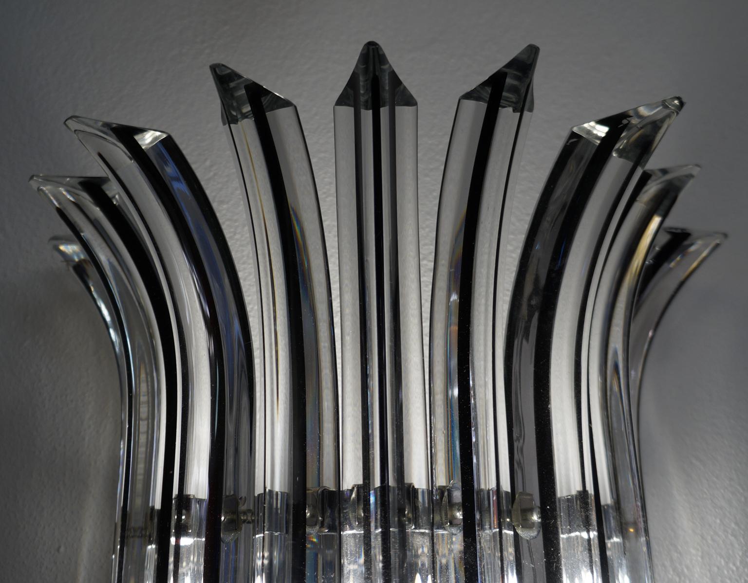 Alberto Donà Mid-Century Modern Crystal Pair of Murano Glass Wall Sconces, 1985 For Sale 5