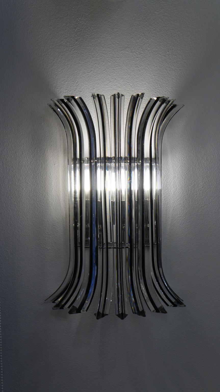 Alberto Donà Mid-Century Modern Crystal Pair of Murano Glass Wall Sconces, 1985 For Sale 8