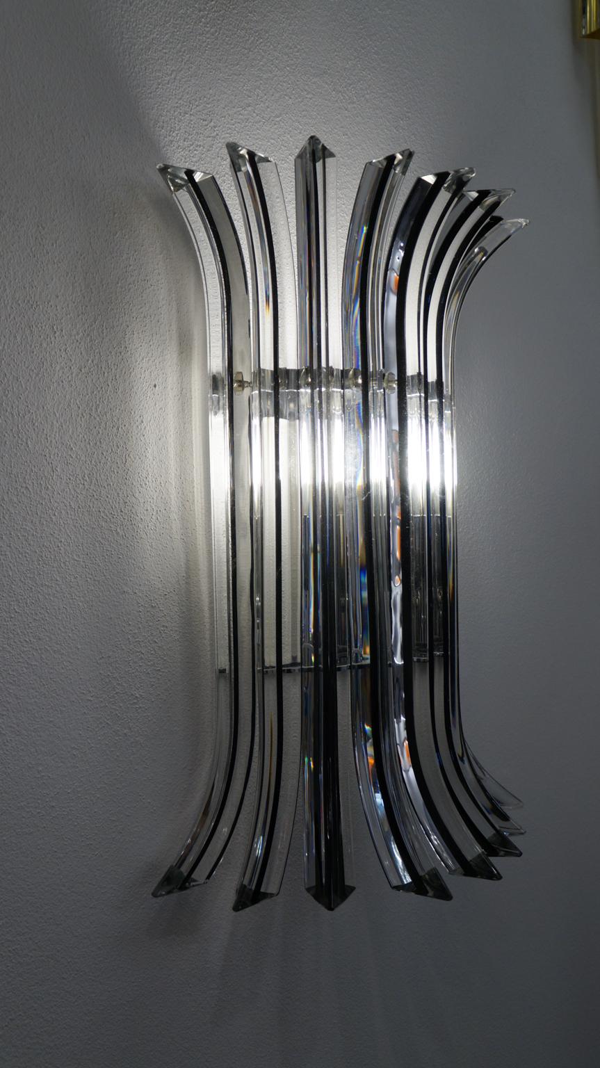 Alberto Donà Mid-Century Modern Crystal Pair of Murano Glass Wall Sconces, 1985 For Sale 9