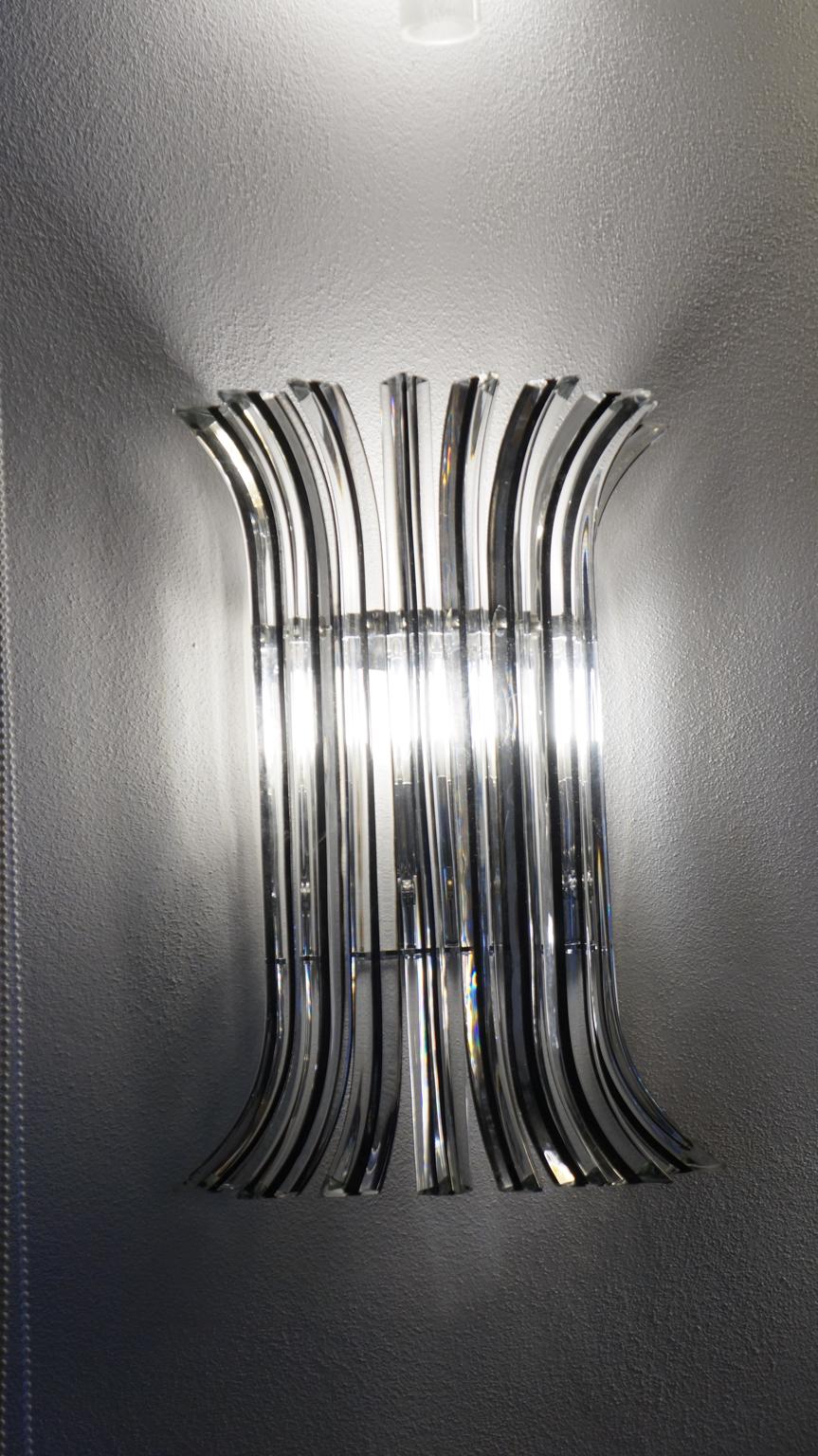 Alberto Donà Mid-Century Modern Crystal Pair of Murano Glass Wall Sconces, 1985 For Sale 13
