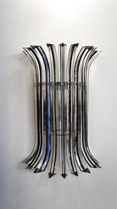 Alberto Donà Mid-Century Modern Crystal Pair of Murano Glass Wall Sconces, 1985