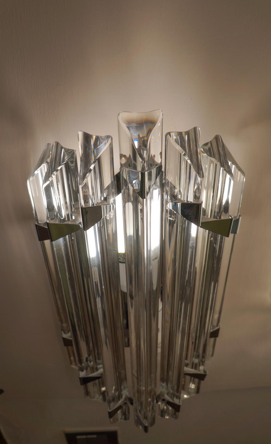 Alberto Donà Mid-Century Modern Crystal Pair of Murano Glass Wall Sconces, 1990 For Sale 12