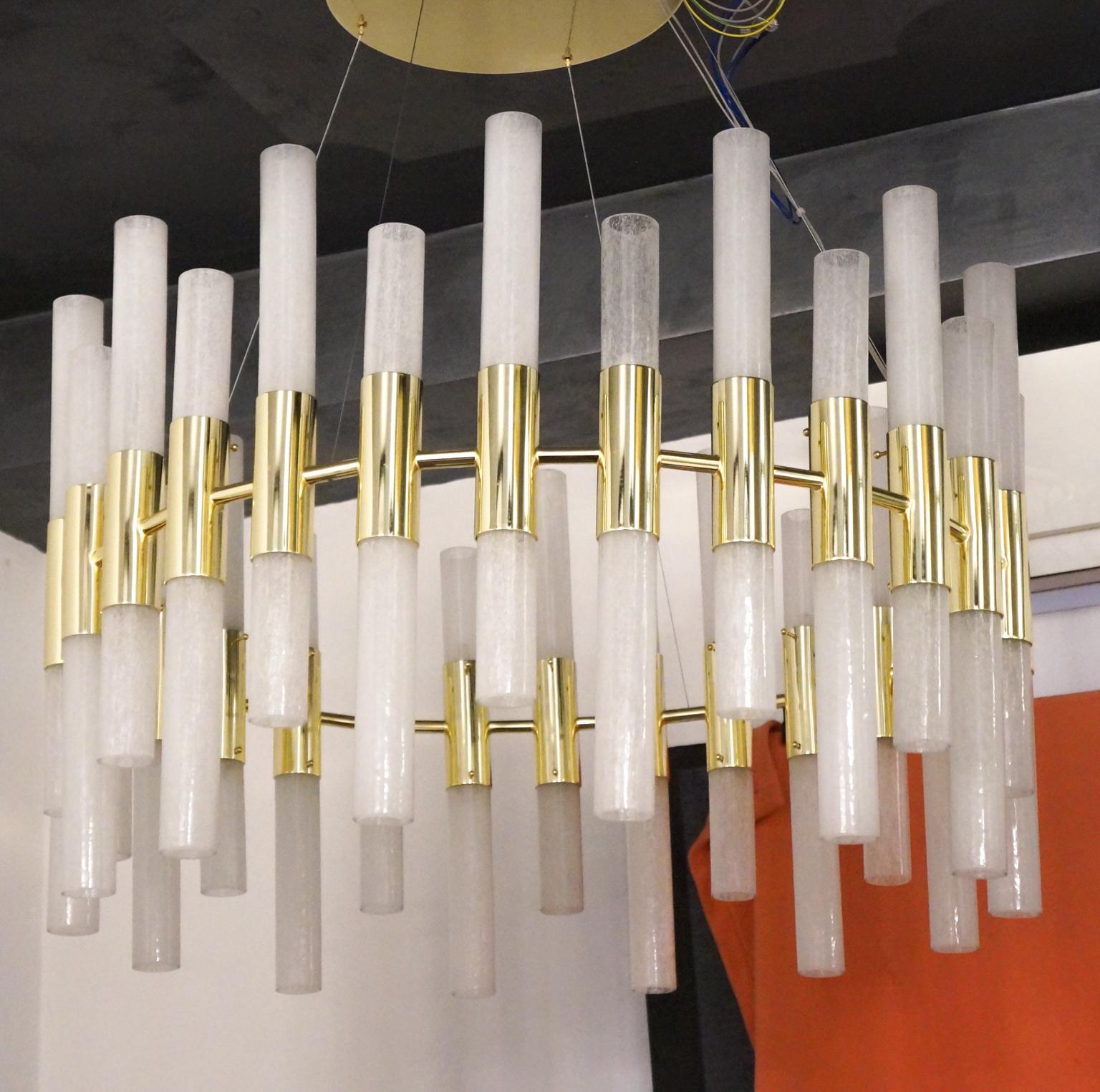 Alberto Donà Mid-Century Modern Crystal Pulegoso Murano Glass Chandelier, 1995s For Sale 7