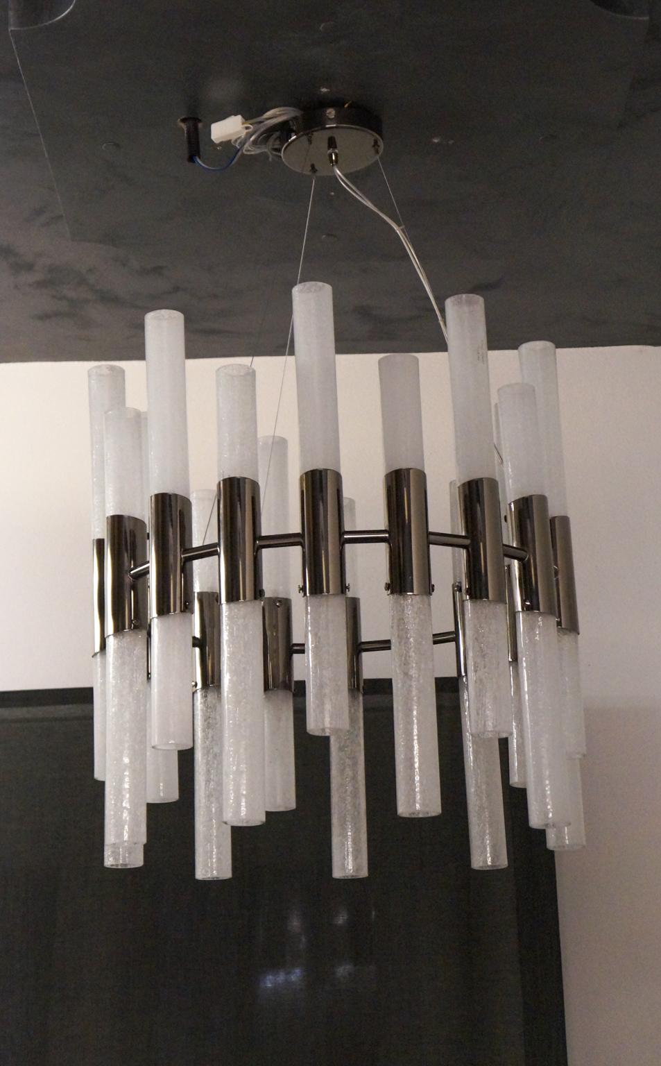 Alberto Donà Mid-Century Modern Crystal Pulegoso Murano Glass Chandelier, 1995 For Sale 9