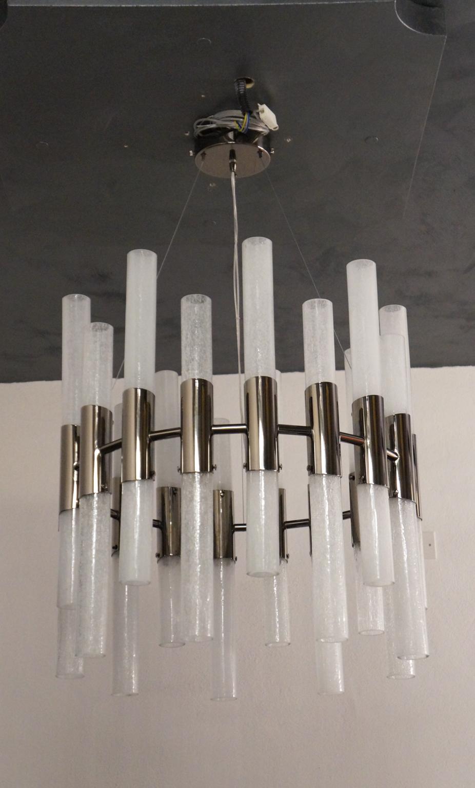 Alberto Donà Mid-Century Modern Crystal Pulegoso Murano Glass Chandelier, 1995 For Sale 14