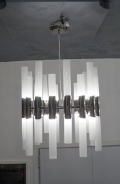 Alberto Donà Mid-Century Modern Crystal Pulegoso Murano Glass Chandelier, 1995