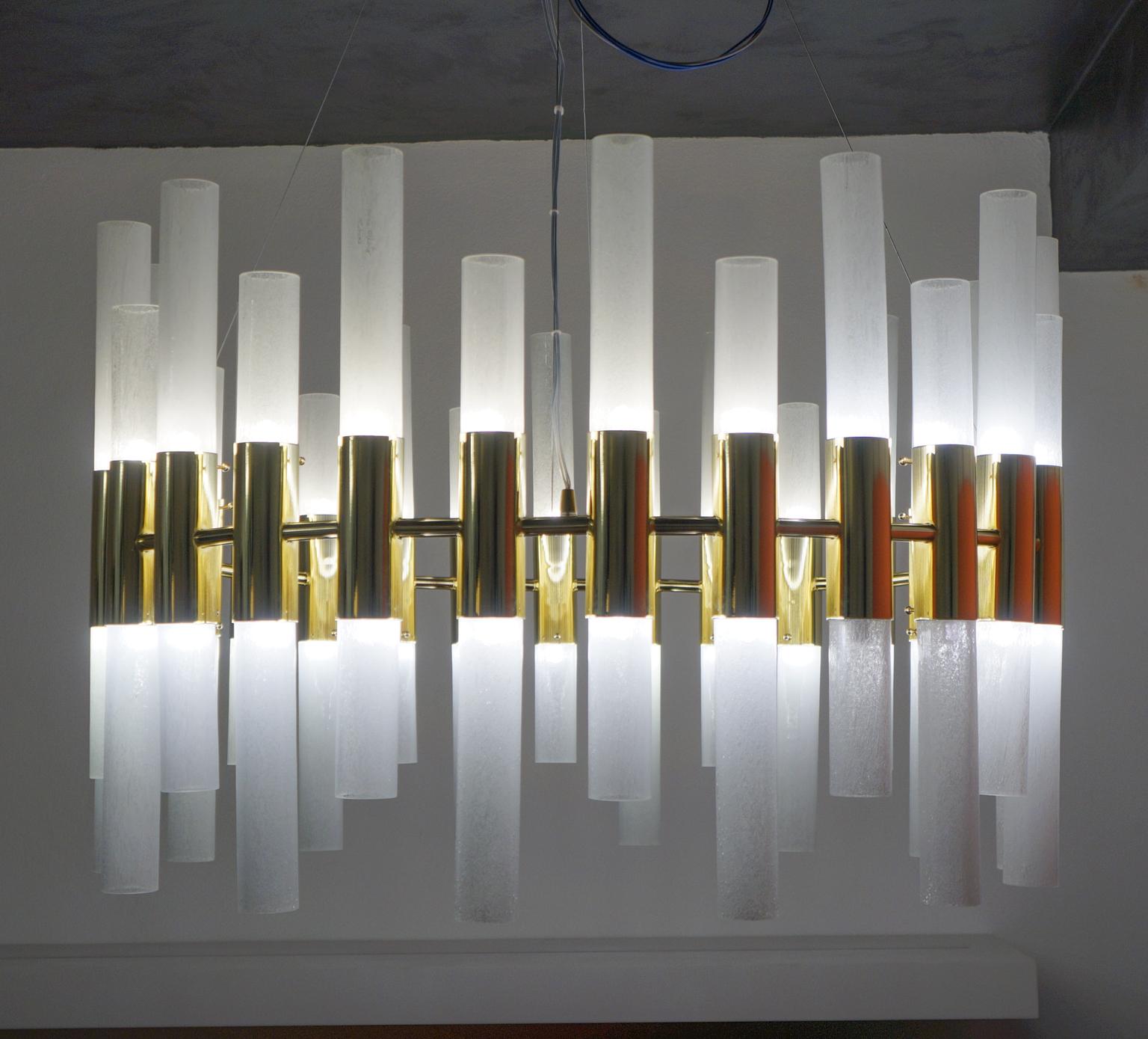 Alberto Donà Mid-Century Modern Crystal Pulegoso Murano Glass Chandelier, 1995s For Sale 1