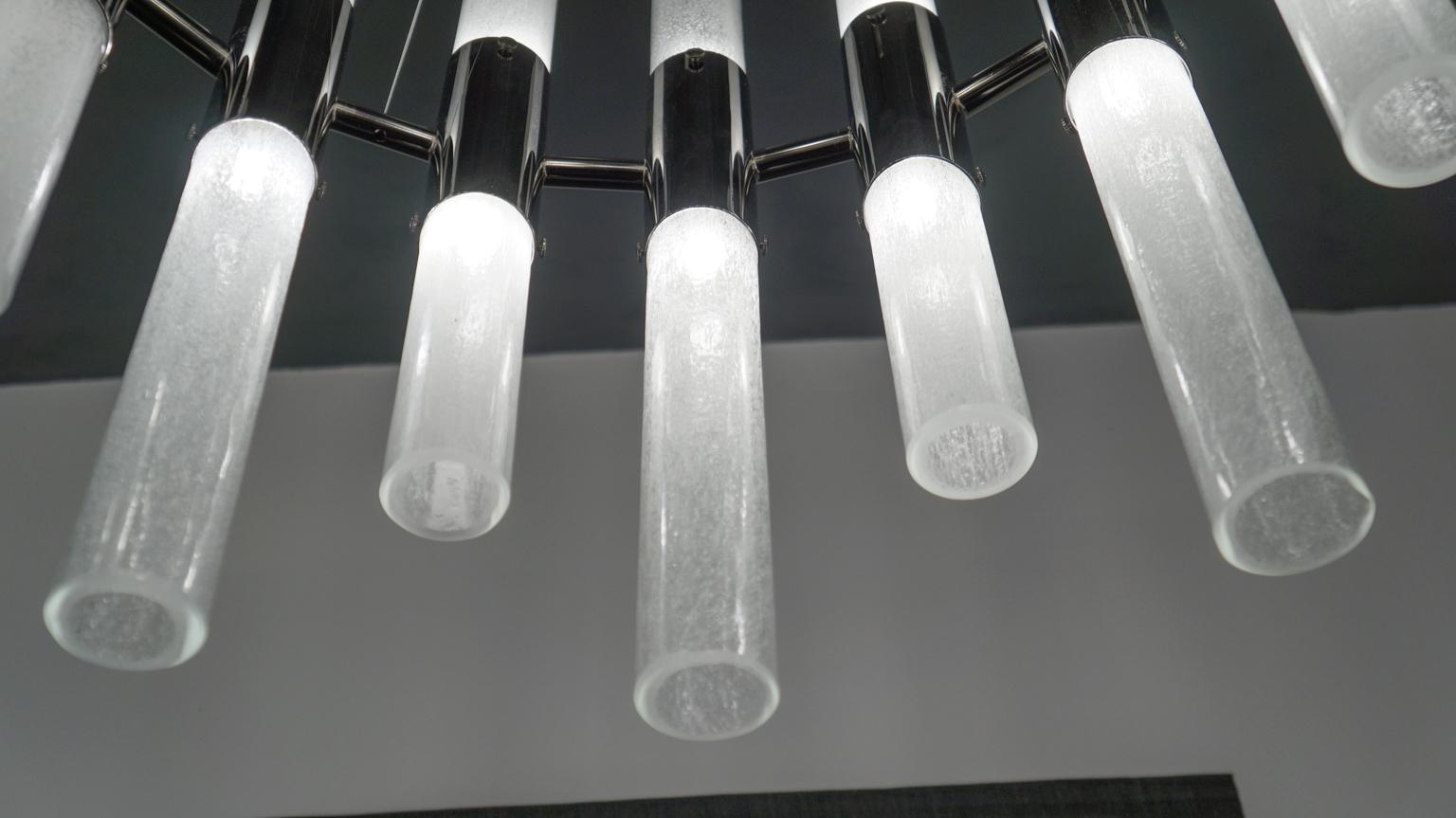 Alberto Donà Mid-Century Modern Crystal Pulegoso Murano Glass Chandelier, 1995 For Sale 4