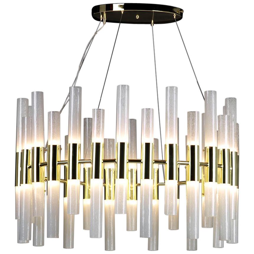 Lampadario in cristallo Pulegoso di Murano di Alberto Donà, metà del secolo scorso, anni '95