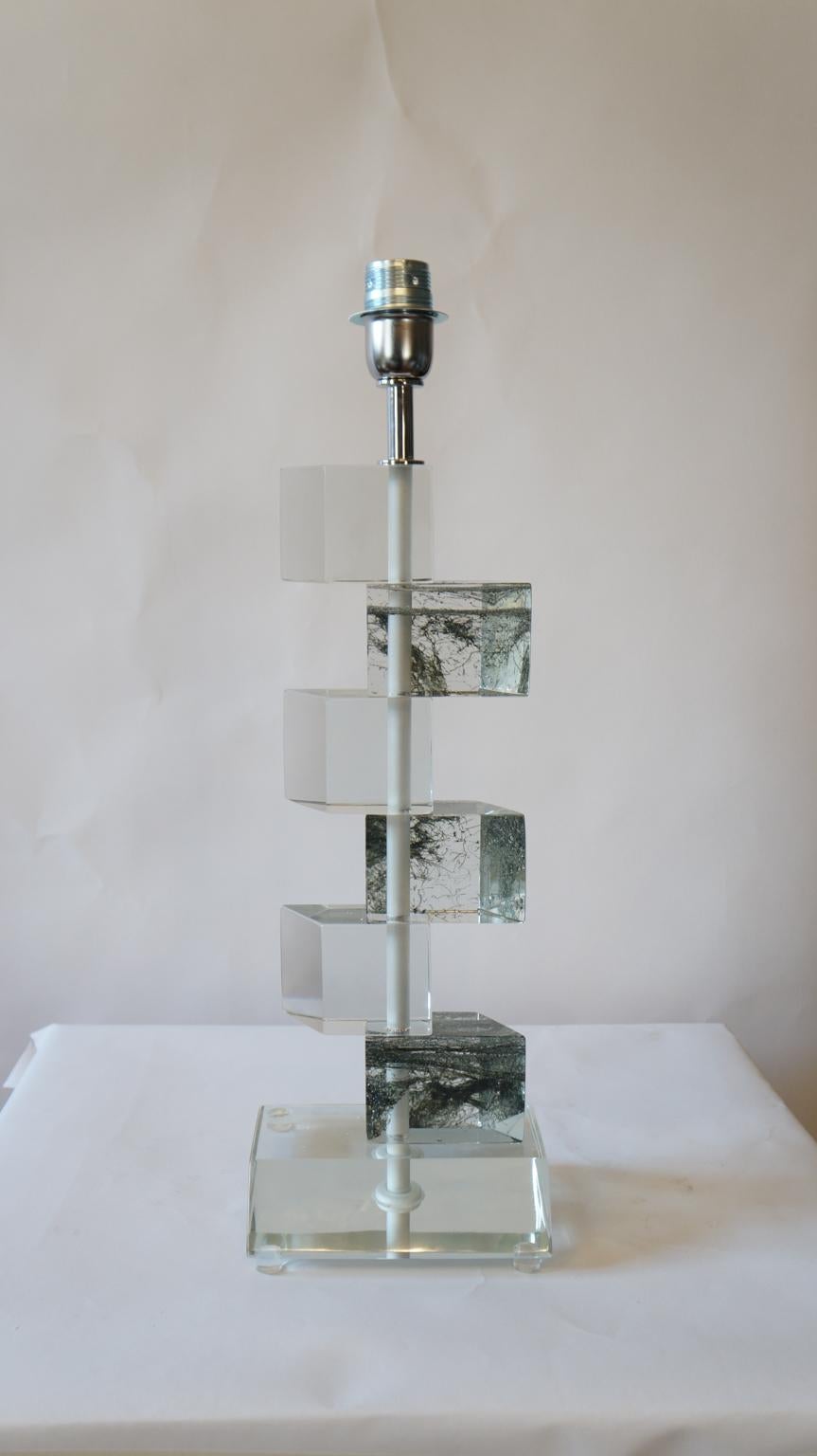 Deux lampes de bureau en cristal de Murano de style mi-siècle moderne, Alberto Don, 1980 en vente 5