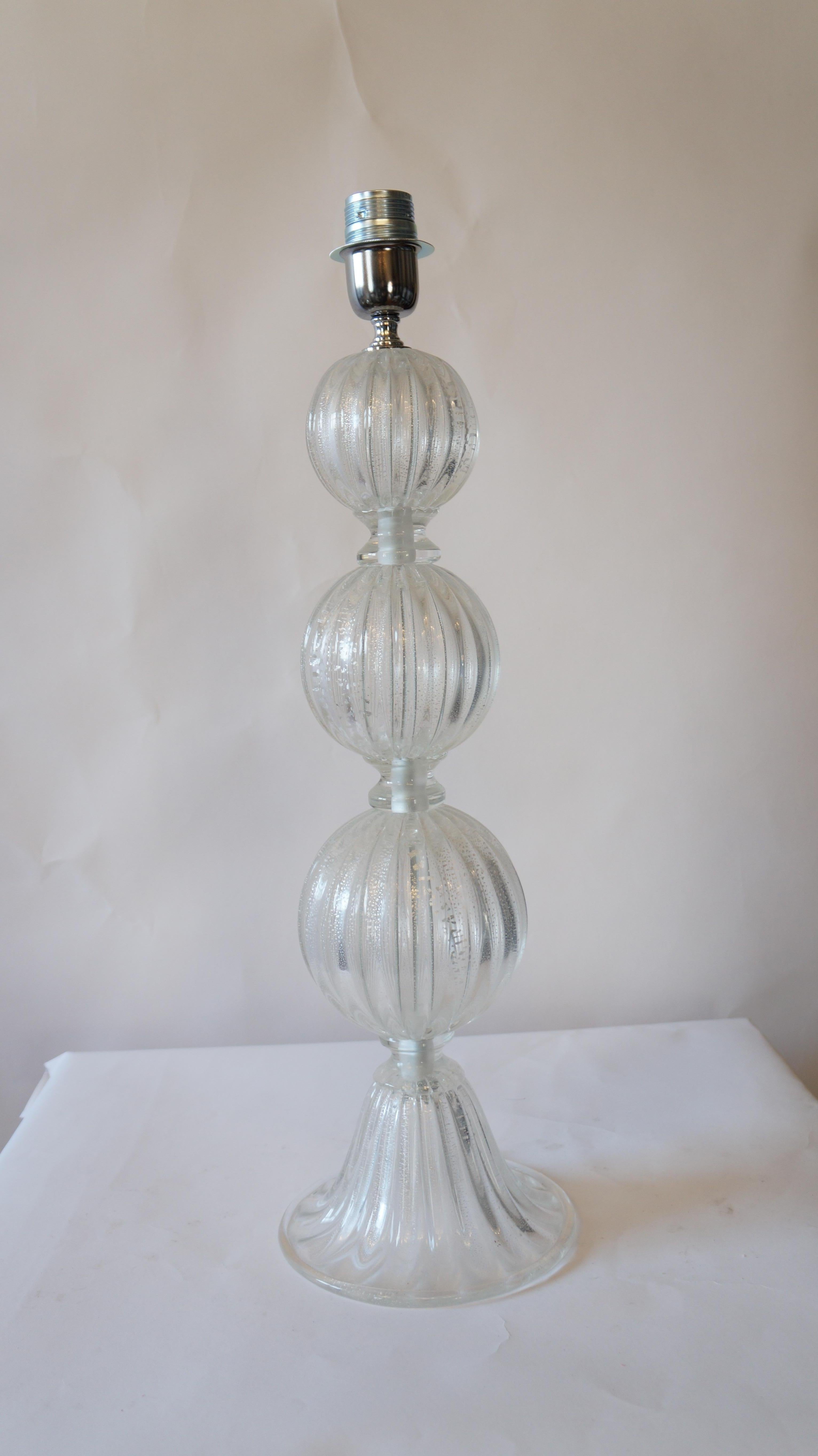 Alberto Donà Mid-Century Modern Crystal Two Murano Glass Table Lamps, 1990 For Sale 8