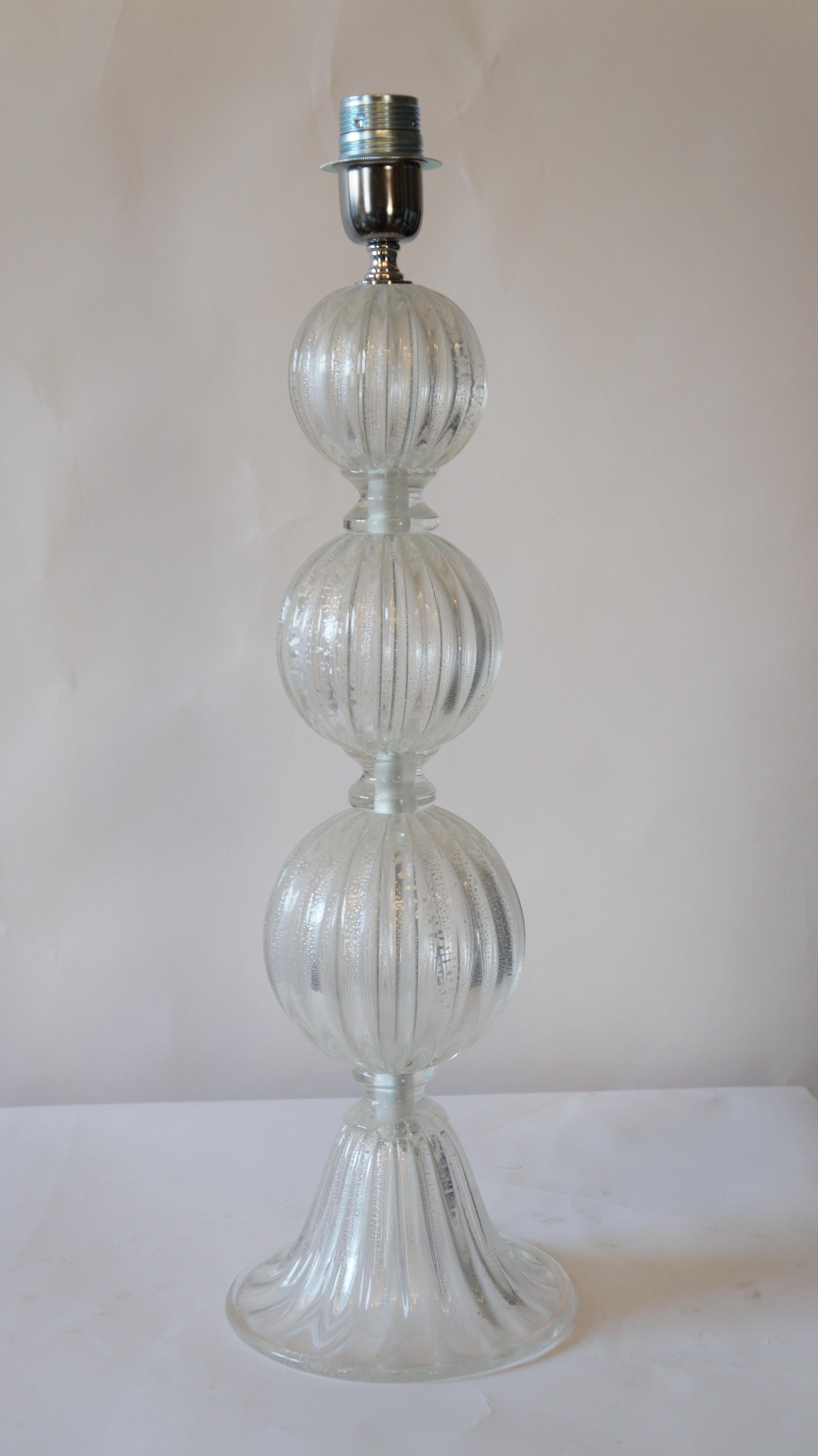 Alberto Donà Mid-Century Modern Crystal Two Murano Glass Table Lamps, 1990 For Sale 10
