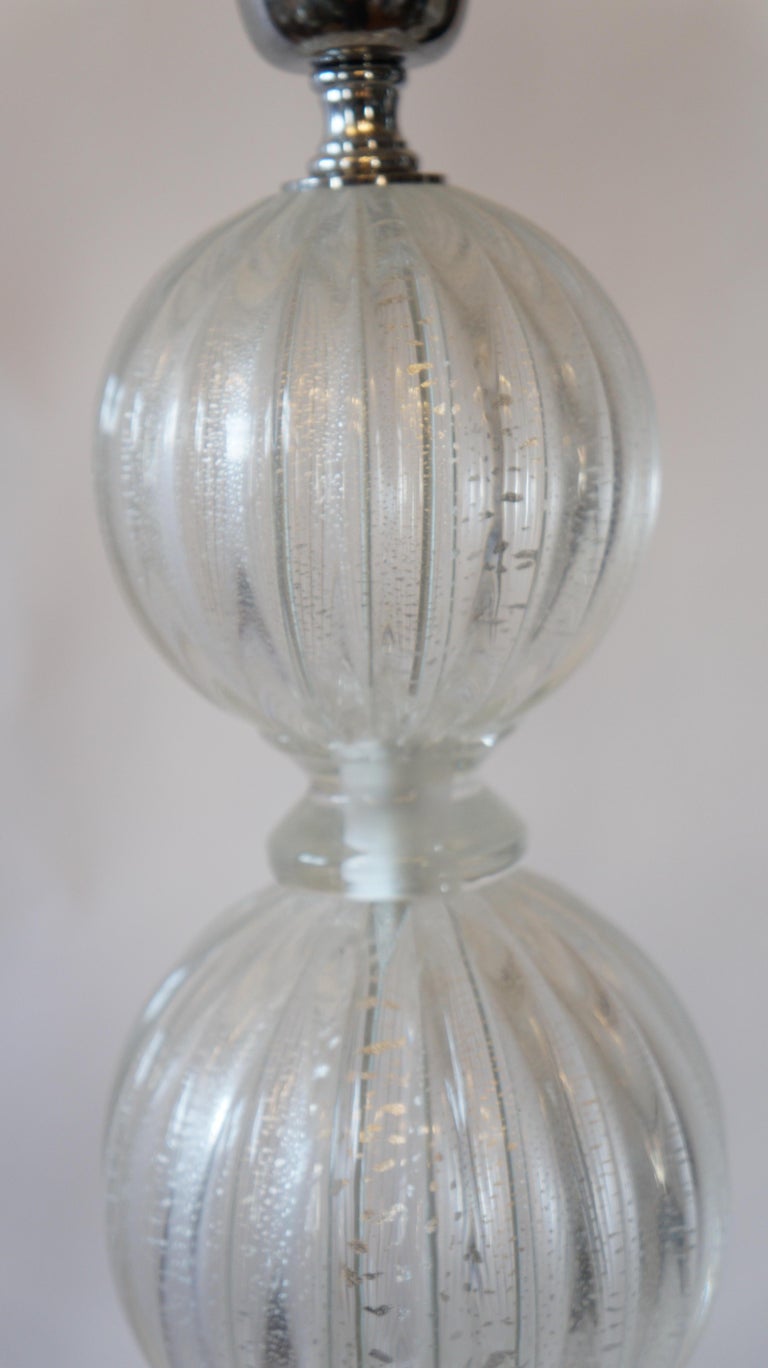 Late 20th Century Alberto Donà Mid-Century Modern Crystal Two Murano Glass Table Lamps, 1990 For Sale
