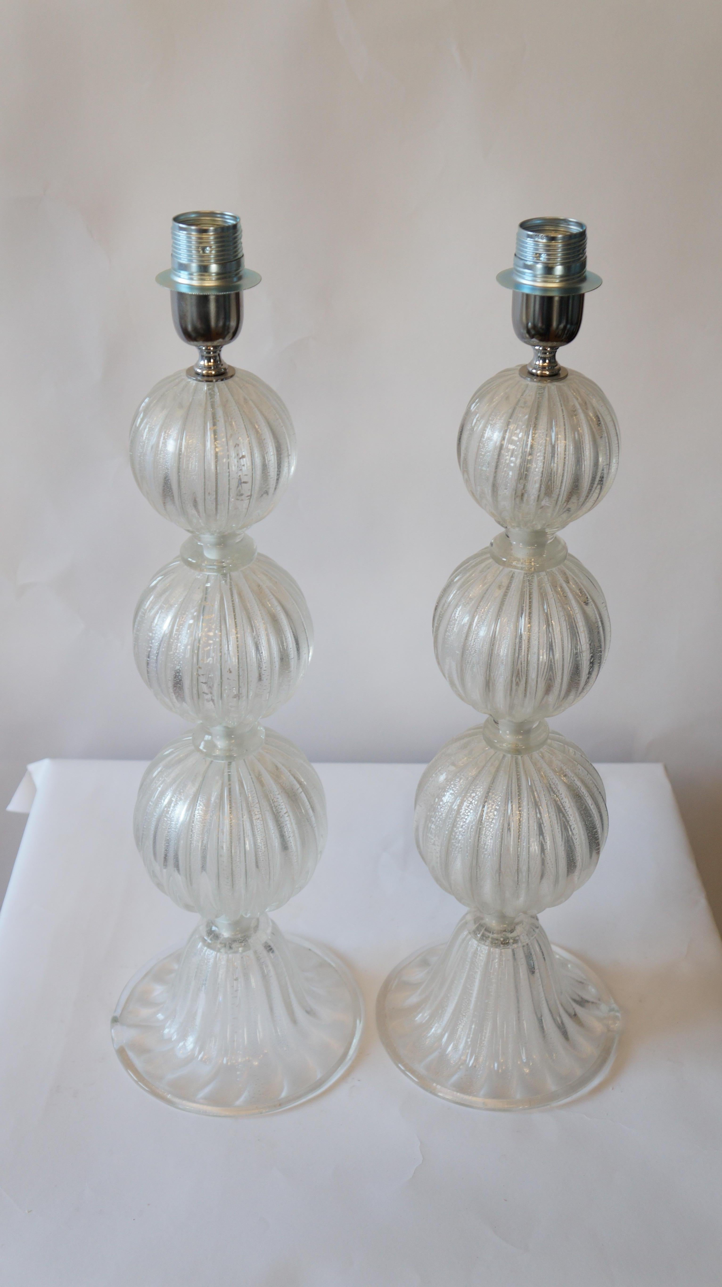 Verre de Murano Deux lampes de bureau en cristal de Murano de style mi-siècle moderne d'Alberto Don, 1990 en vente