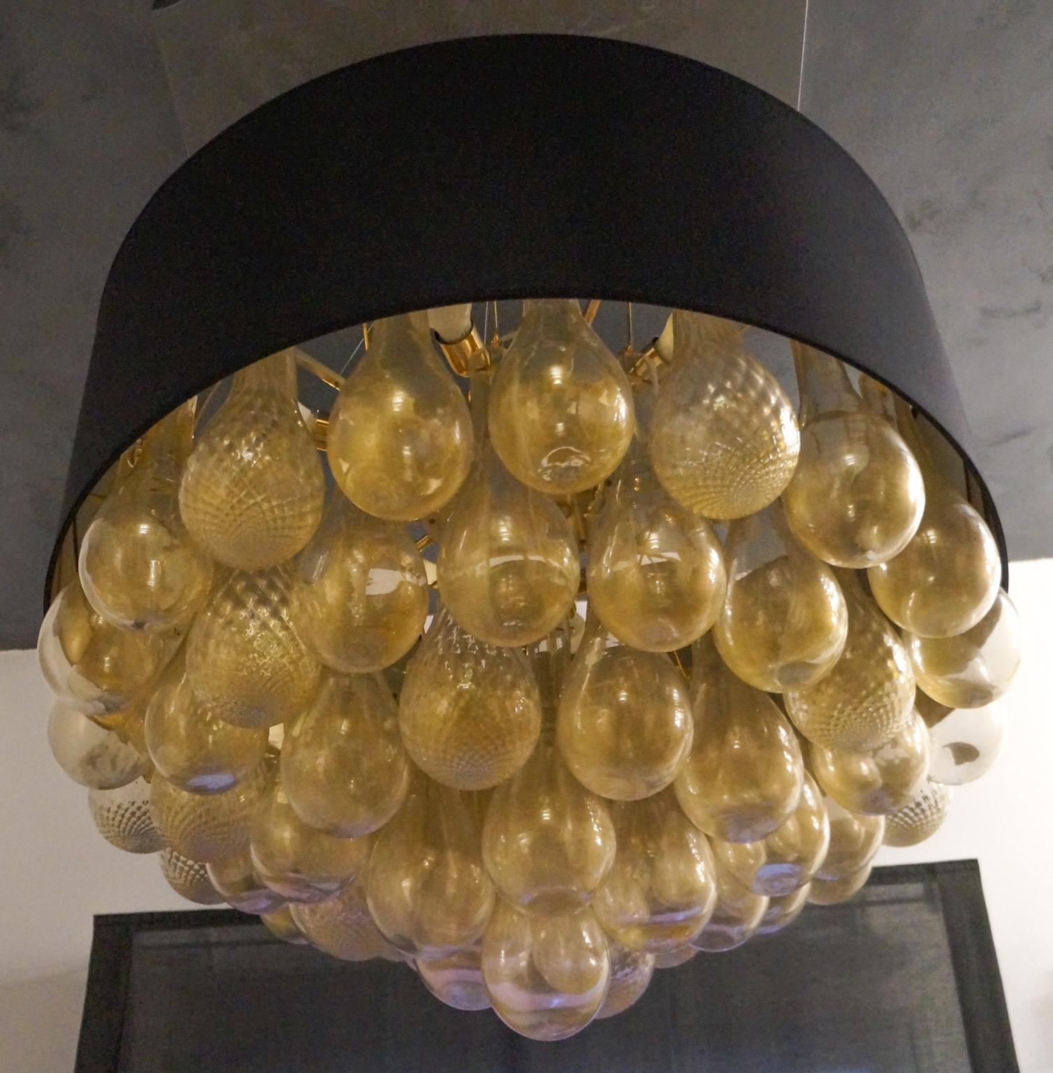 Alberto Donà Mid-Century Modern Gold Leaf Murano Glass Chandelier Gocce, 1990s For Sale 4