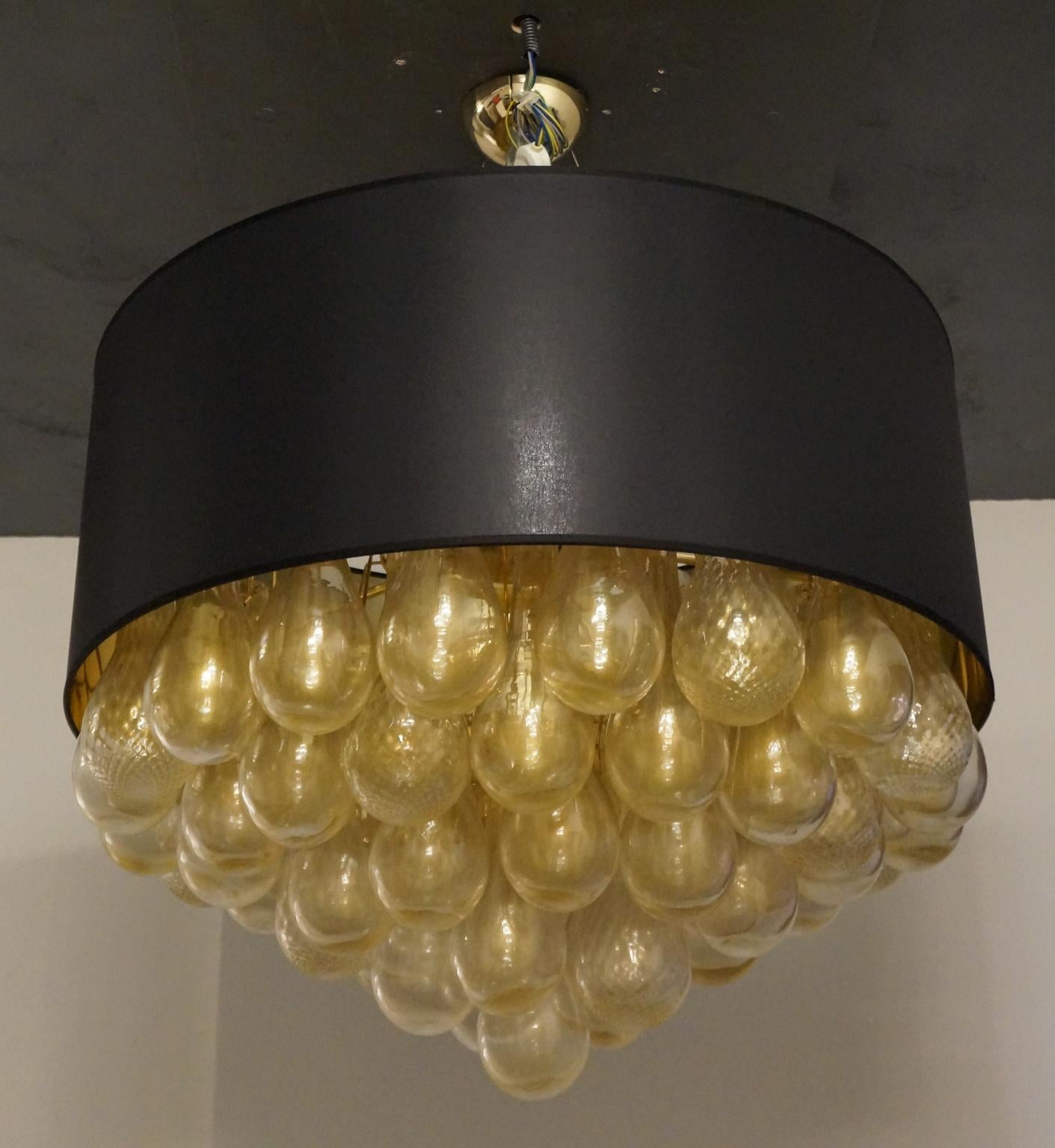Alberto Donà Mid-Century Modern Gold Leaf Murano Glass Chandelier Gocce, 1990s For Sale 5