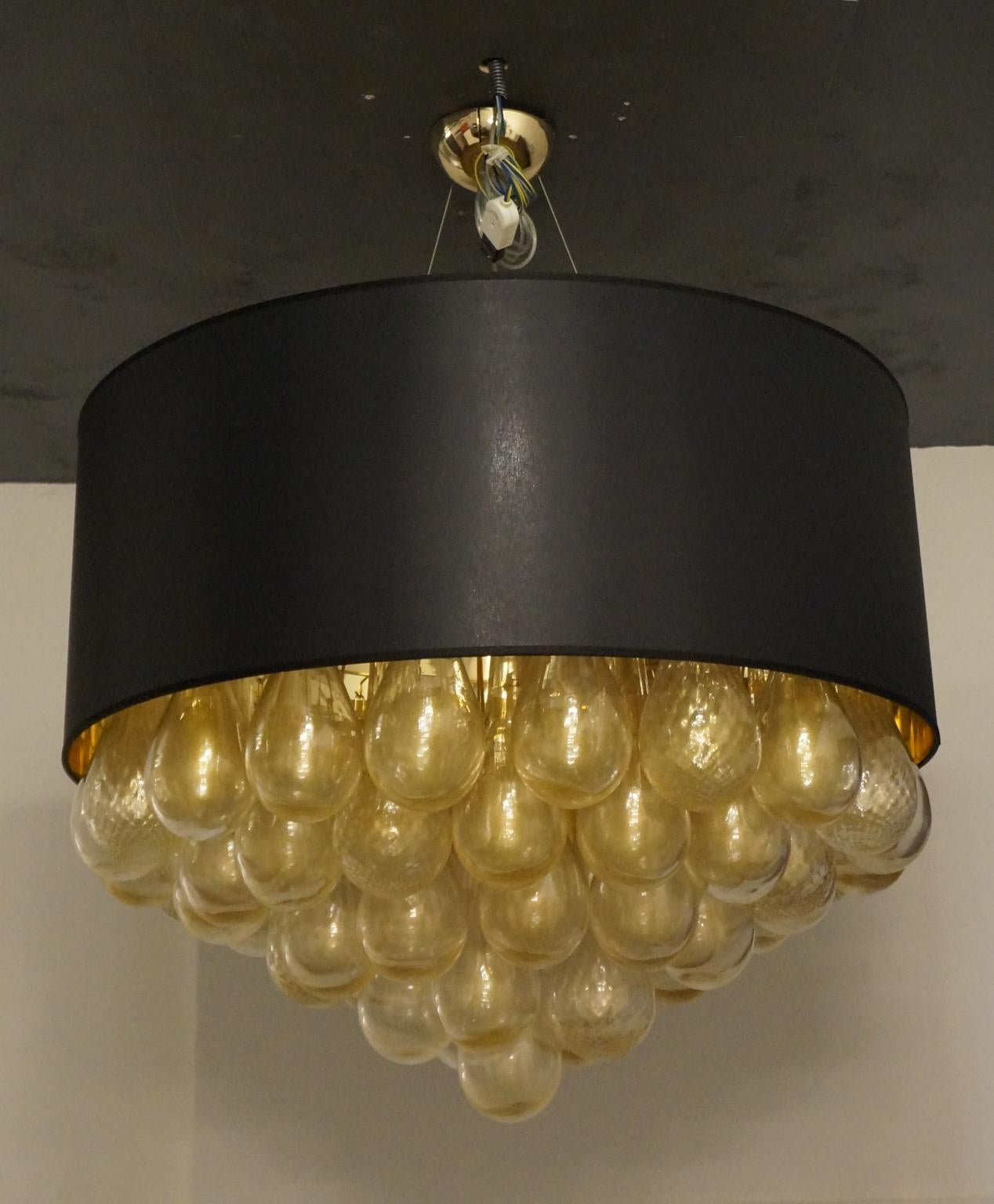 Alberto Donà Mid-Century Modern Gold Leaf Murano Glass Chandelier Gocce, 1990s For Sale 6