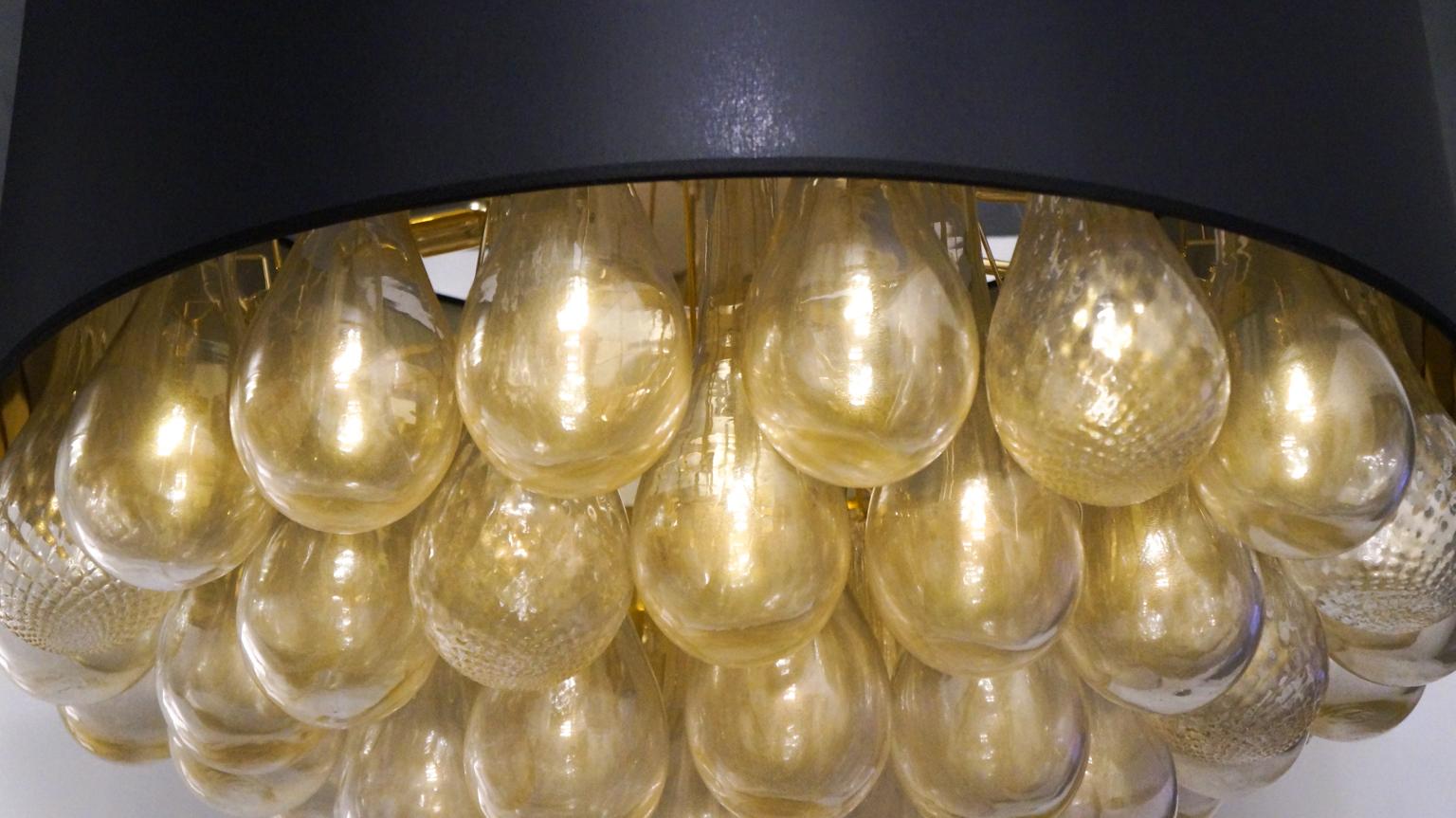 Alberto Donà Mid-Century Modern Gold Leaf Murano Glass Chandelier Gocce, 1990s For Sale 7
