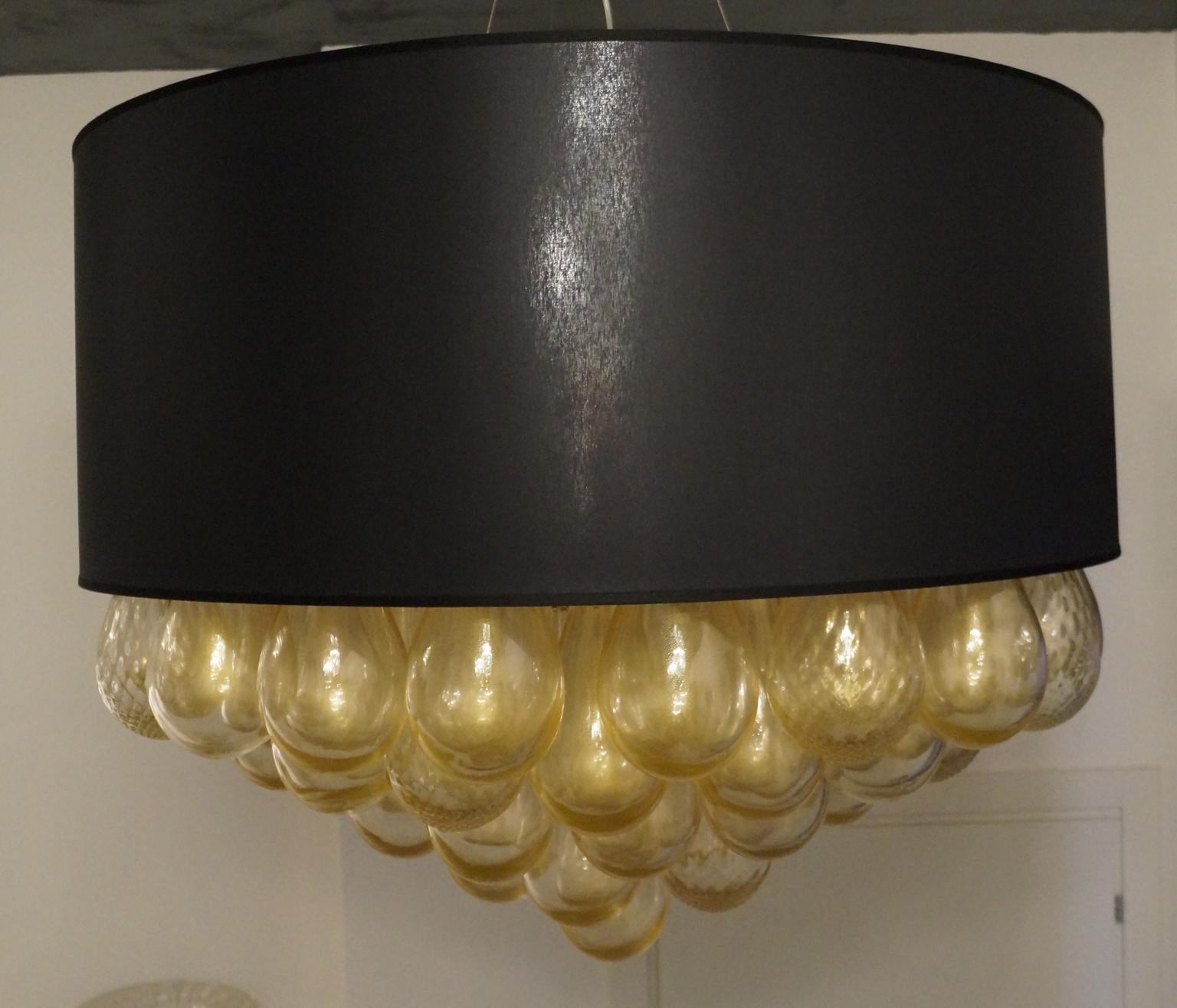 Alberto Donà Mid-Century Modern Gold Leaf Murano Glass Chandelier Gocce, 1990s For Sale 9