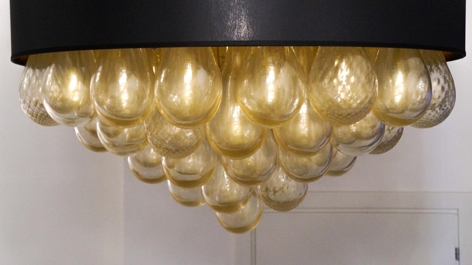 Alberto Donà Mid-Century Modern Gold Leaf Murano Glass Chandelier Gocce, 1990s For Sale 10