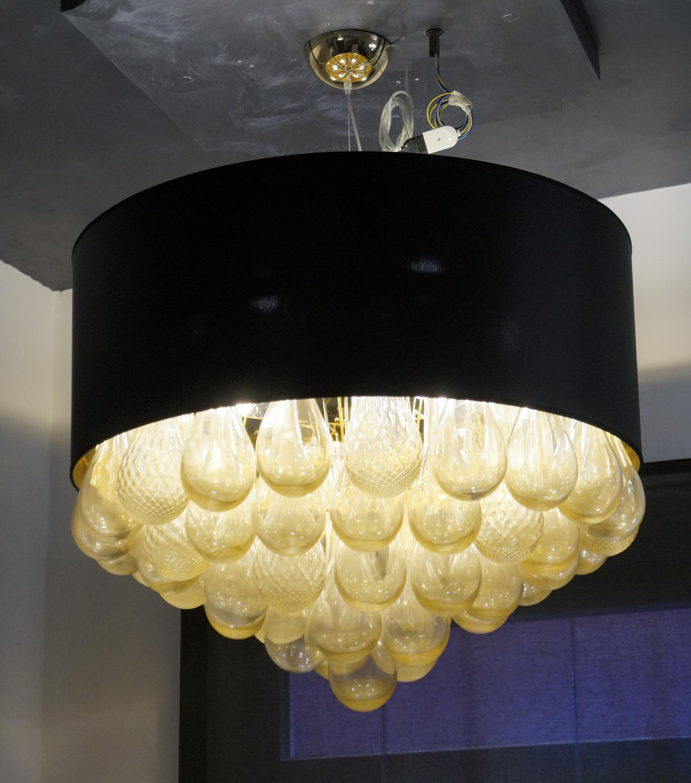 Alberto Donà Mid-Century Modern Gold Leaf Murano Glass Chandelier Gocce, 1990s For Sale 11