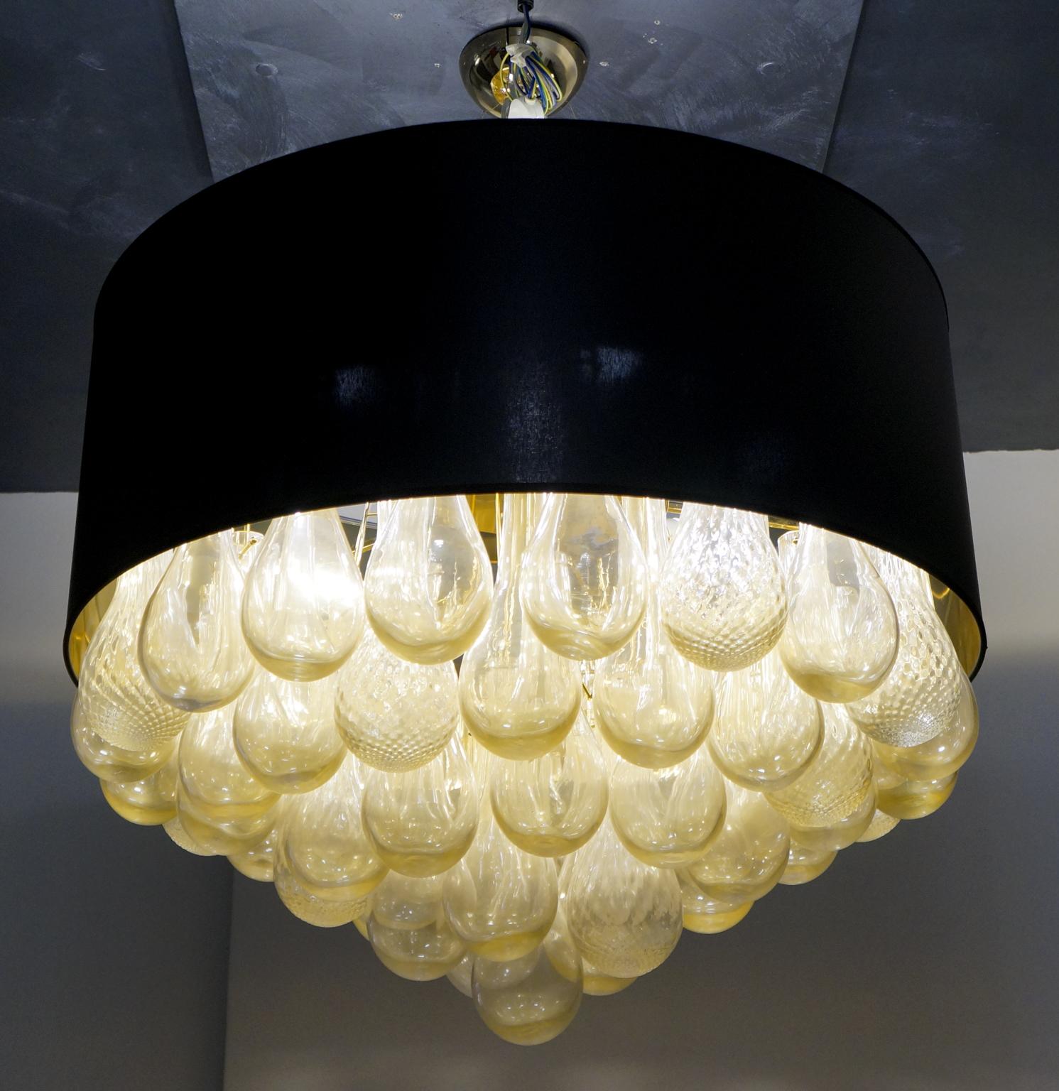 Alberto Donà Mid-Century Modern Gold Leaf Murano Glass Chandelier Gocce, 1990s For Sale 14