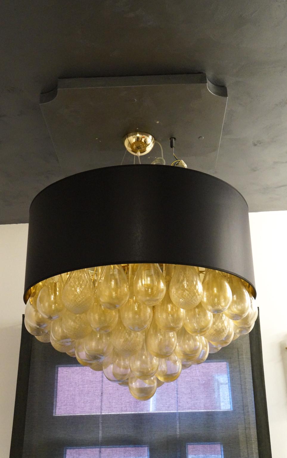 Alberto Donà Mid-Century Modern Gold Leaf Murano Glass Chandelier Gocce, 1990s For Sale 3