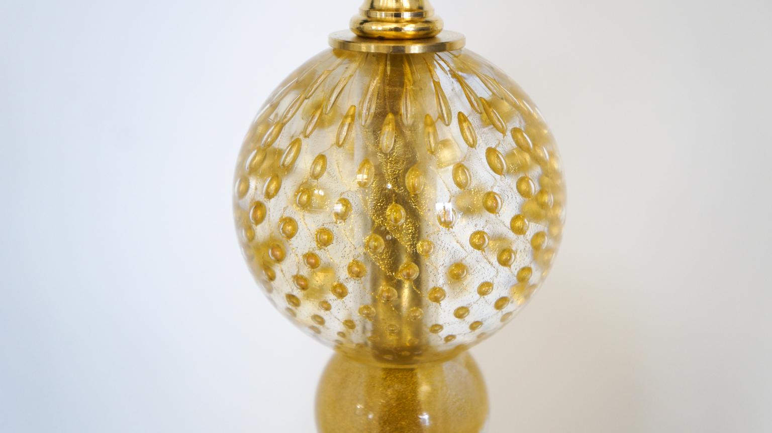 Alberto Donà Moderne Mitte des Jahrhunderts Blattgold Zwei Tischlampen aus Muranoglas, 1999 im Angebot 11