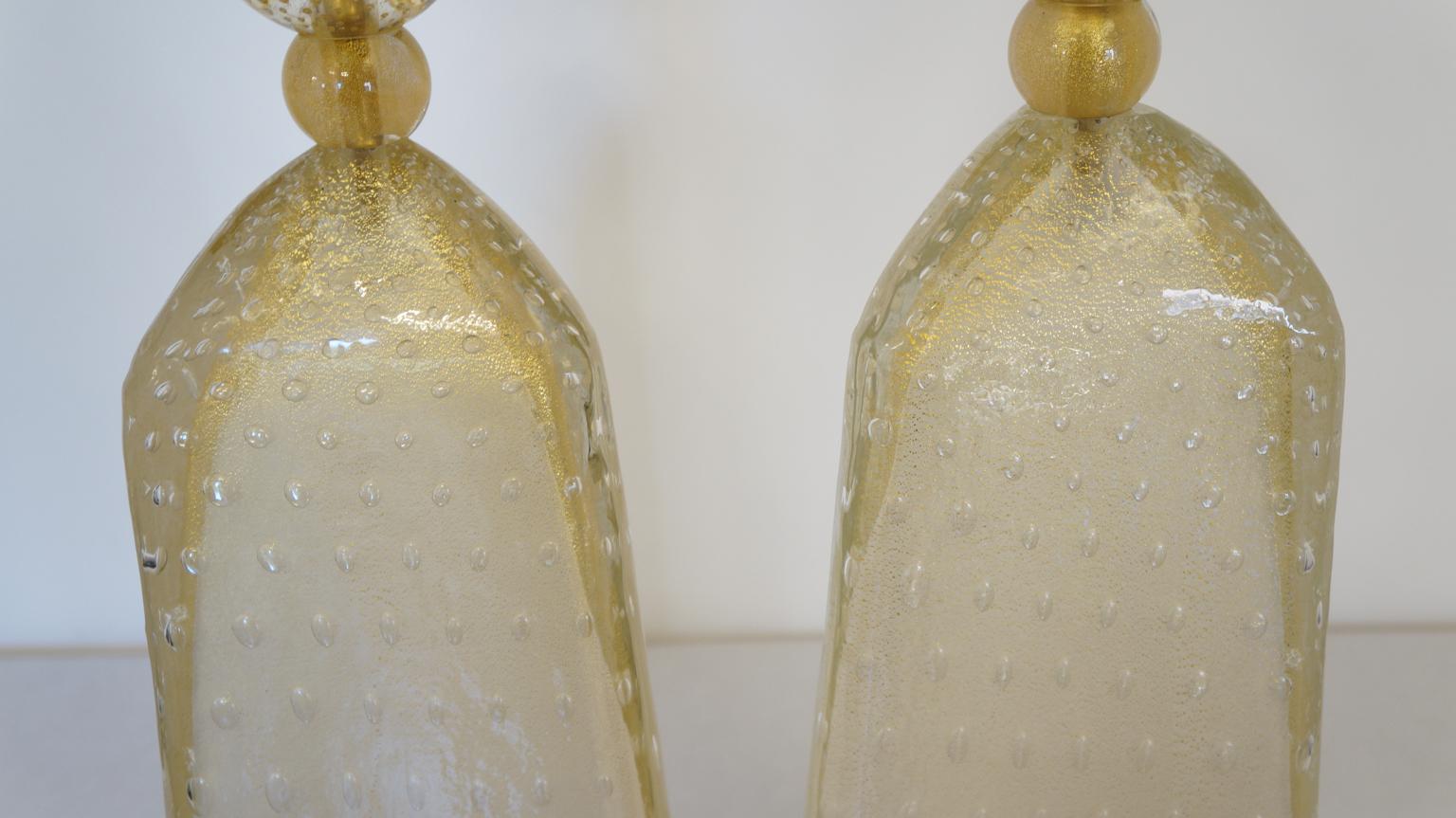 Alberto Donà Mid-Century Modern Gold Leaf Two Murano Glass Table Lamps, 1999 For Sale 14