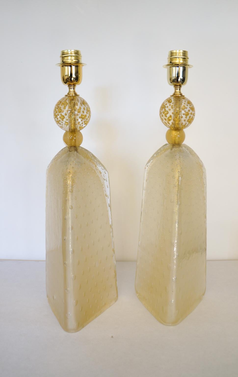Alberto Donà Mid-Century Modern Gold Leaf Two Murano Glass Table Lamps, 1999 For Sale 2