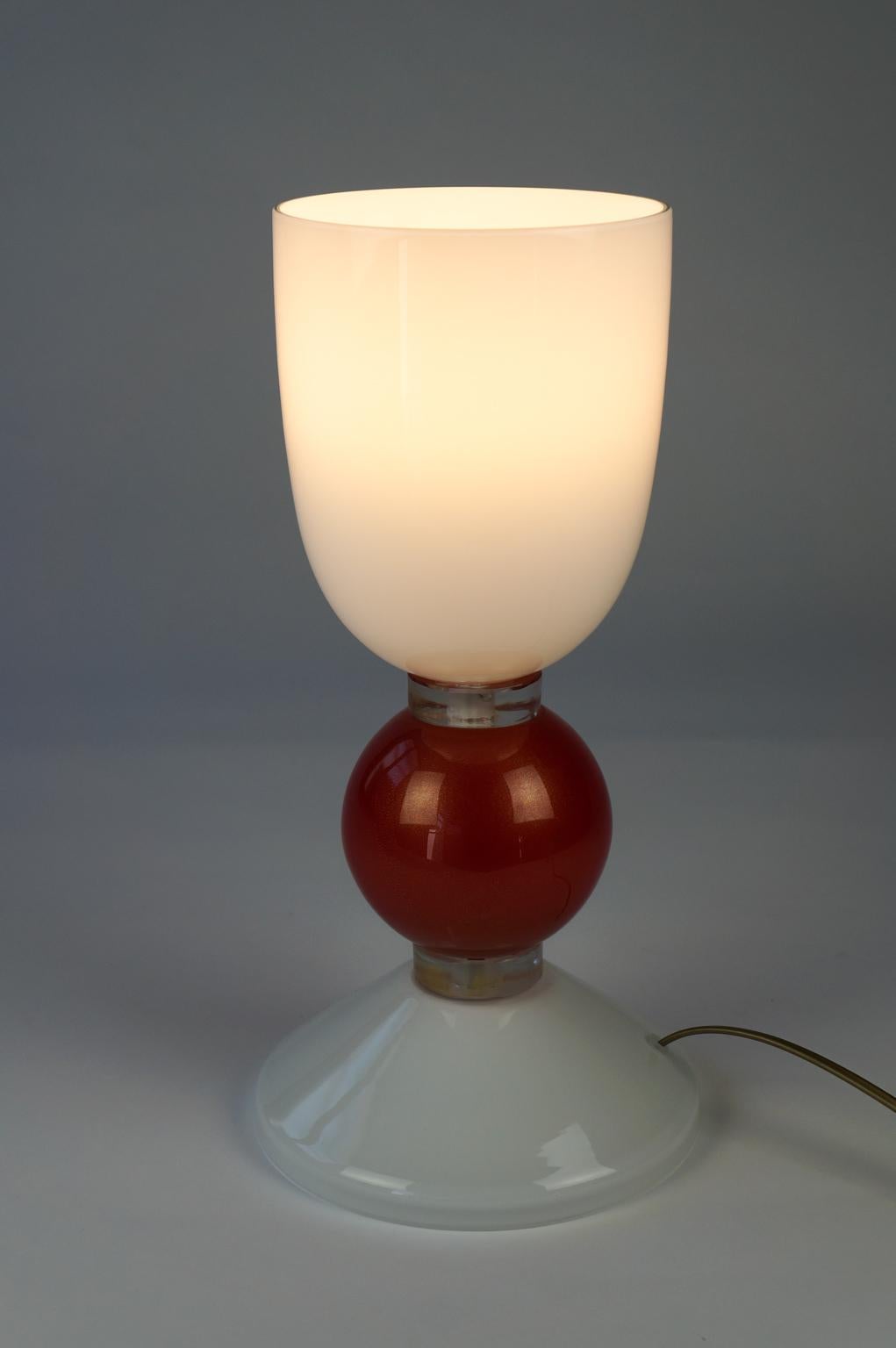 Alberto Donà Mid-Century Modern Gold Red Two of Murano Glass Table Lamps, 1984 For Sale 9