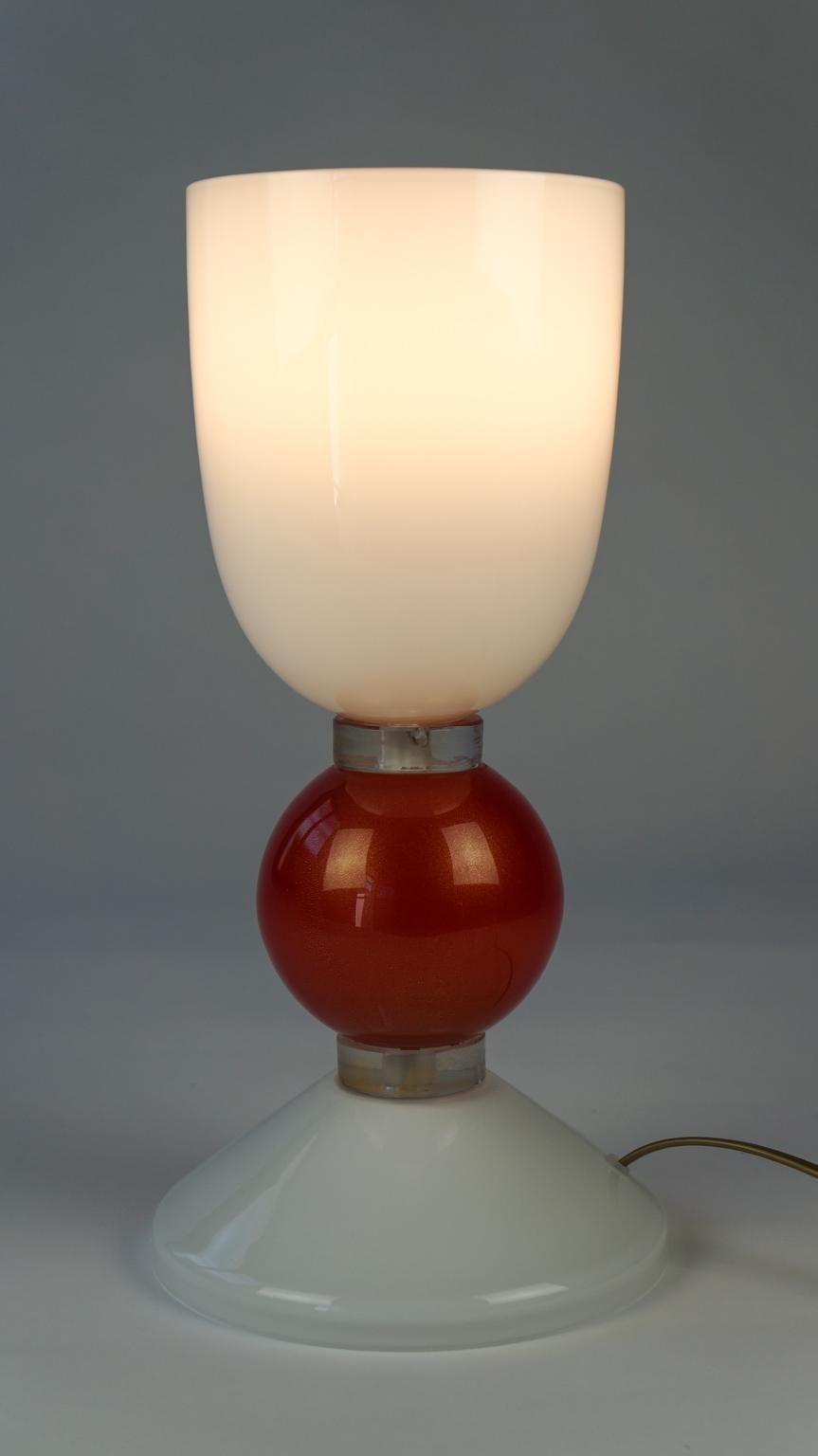 Alberto Donà Mid-Century Modern Gold Red Two of Murano Glass Table Lamps, 1984 For Sale 11