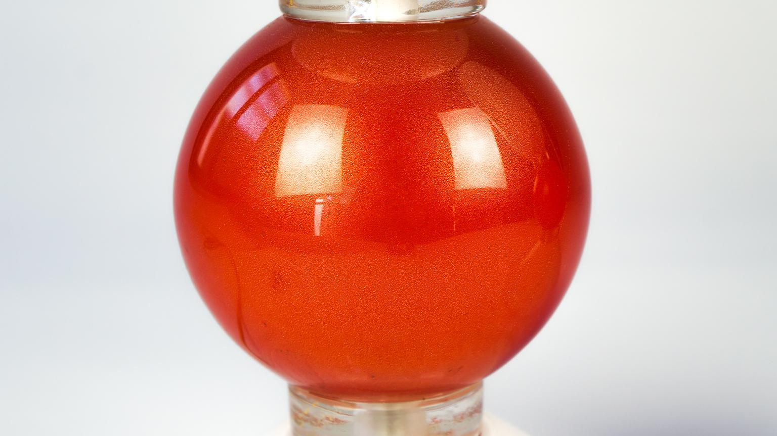 Alberto Donà Mid-Century Modern Gold Red Two of Murano Glass Table Lamps, 1984 For Sale 3